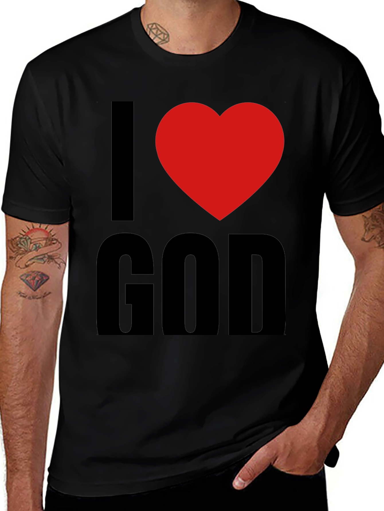 Variant 18 of I Heart God Black T-Shirt