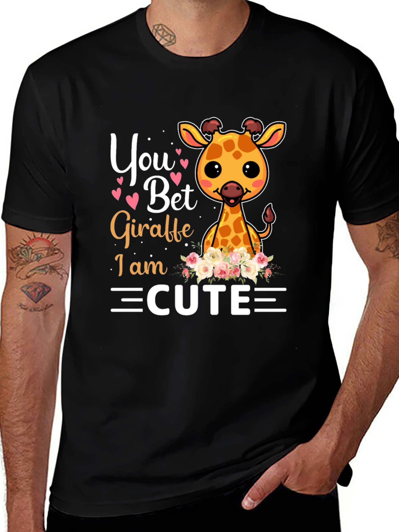 Variant 8 of Cute Giraffe Graphic Tee - You Bet Giraffe I Am Cute!