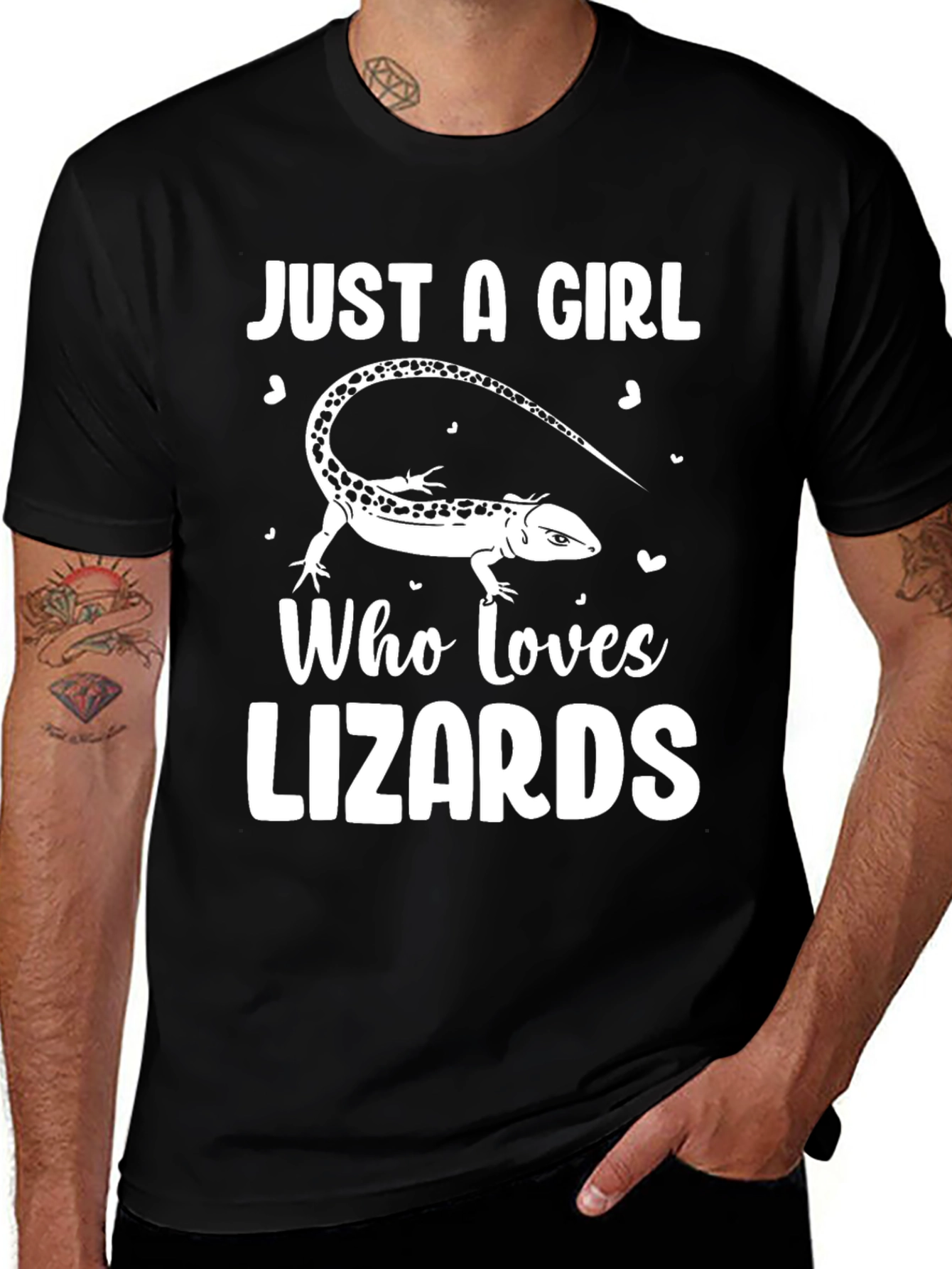 Black Just A Girl Who Loves Lizards Black T-Shirt main image