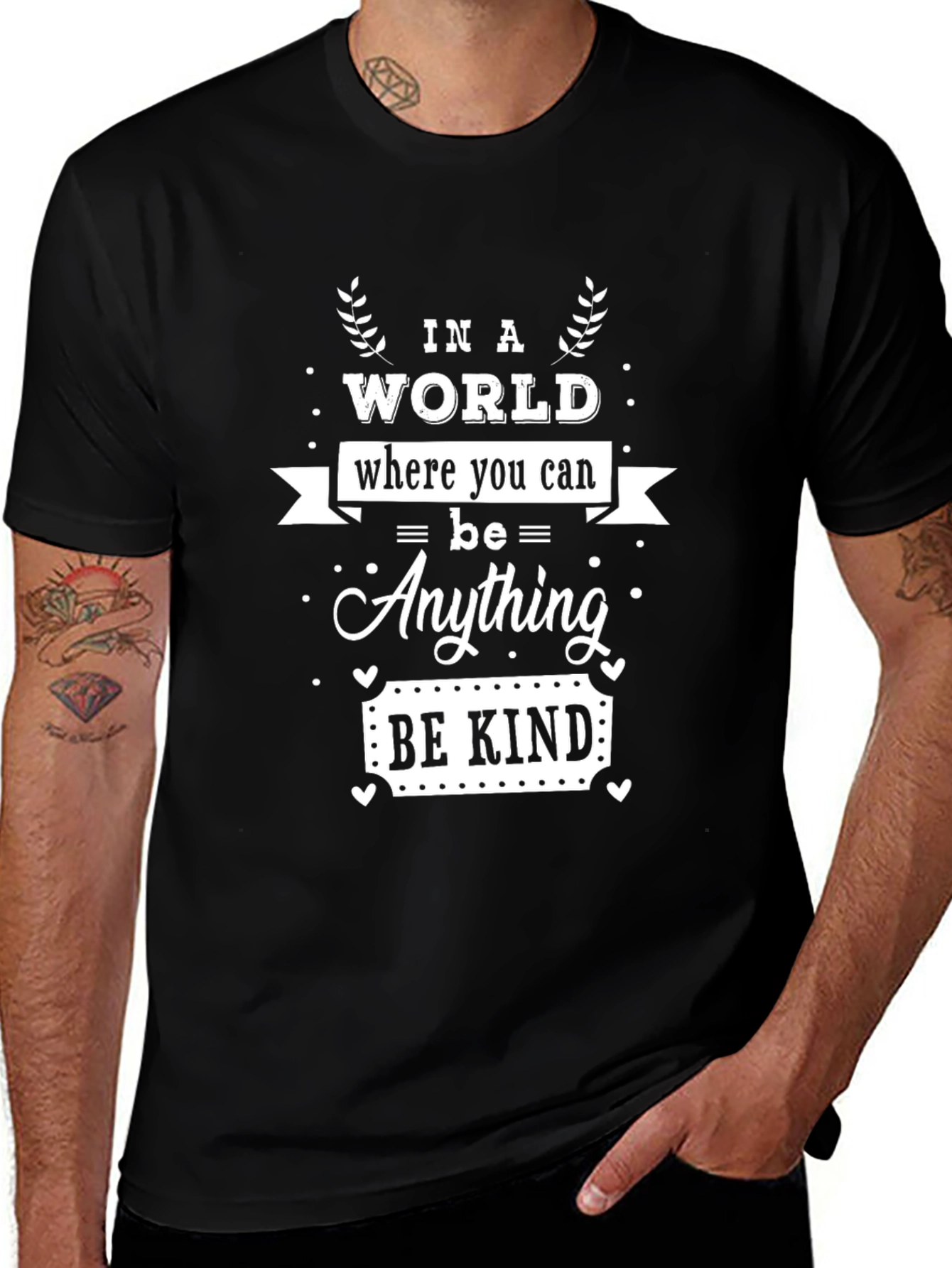 Variant 9 of Be Kind Graphic Tee - Inspirational Black T-Shirt