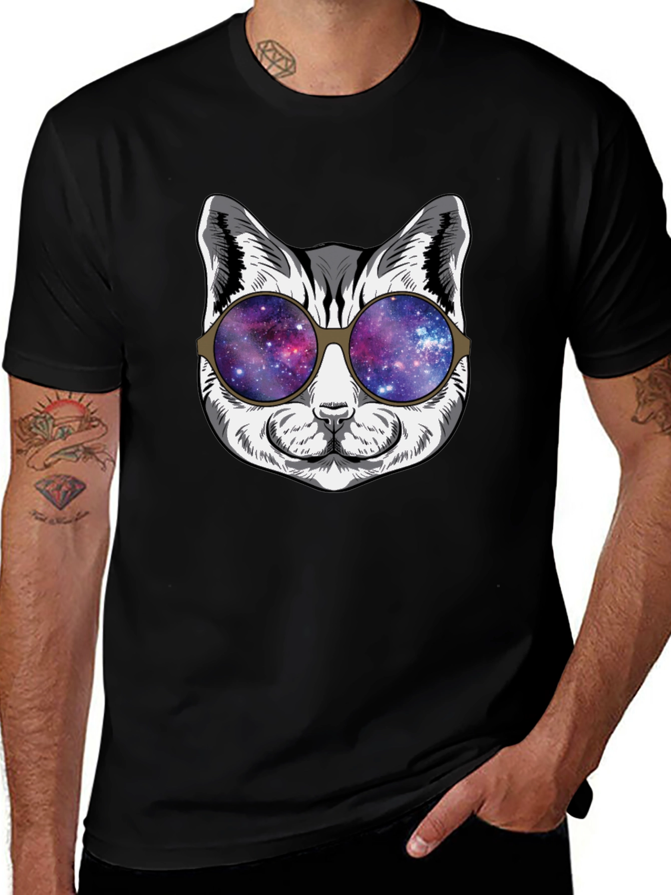 Variant 14 of Cool Cat Galaxy Sunglasses Black T-Shirt