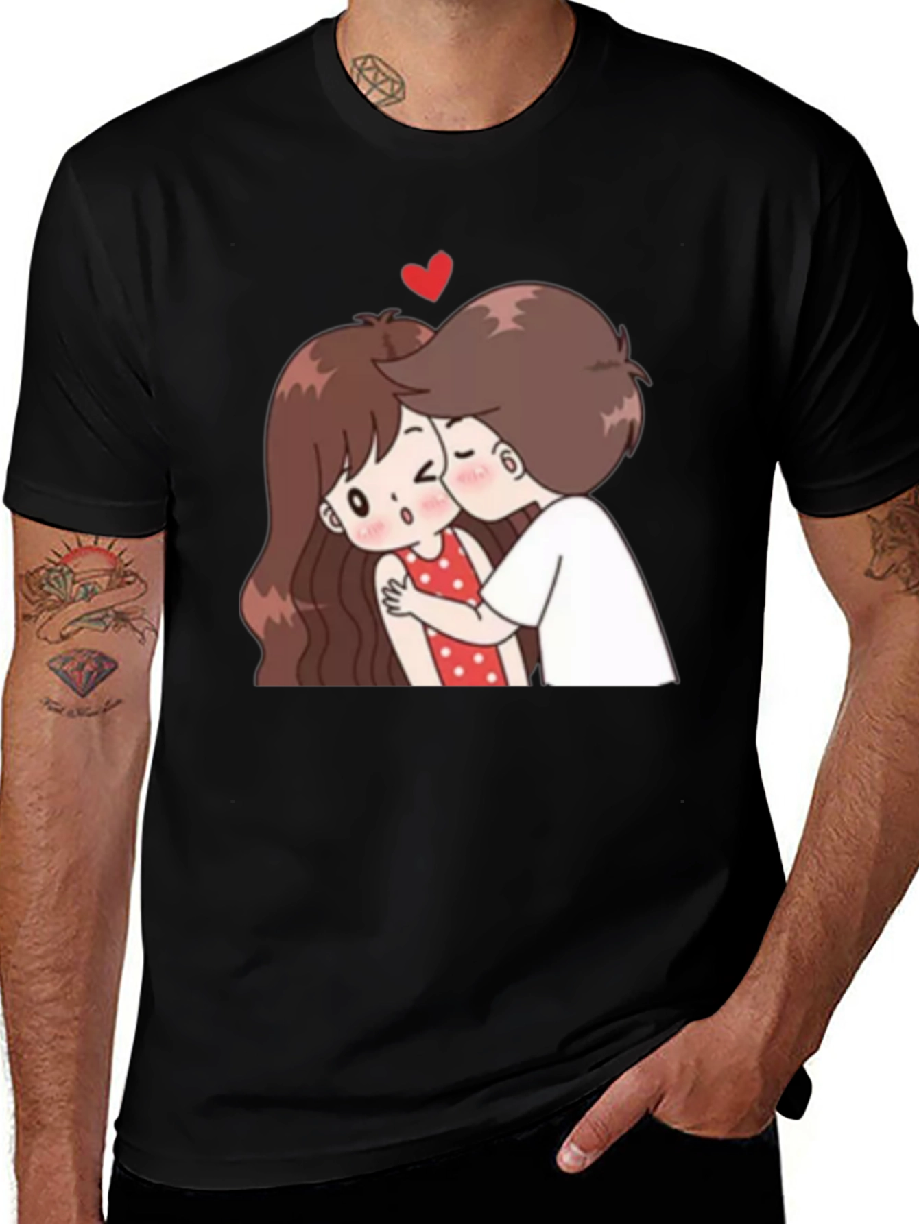 Variant 3 of Cute Kissing Cartoon Couple Graphic Tee
