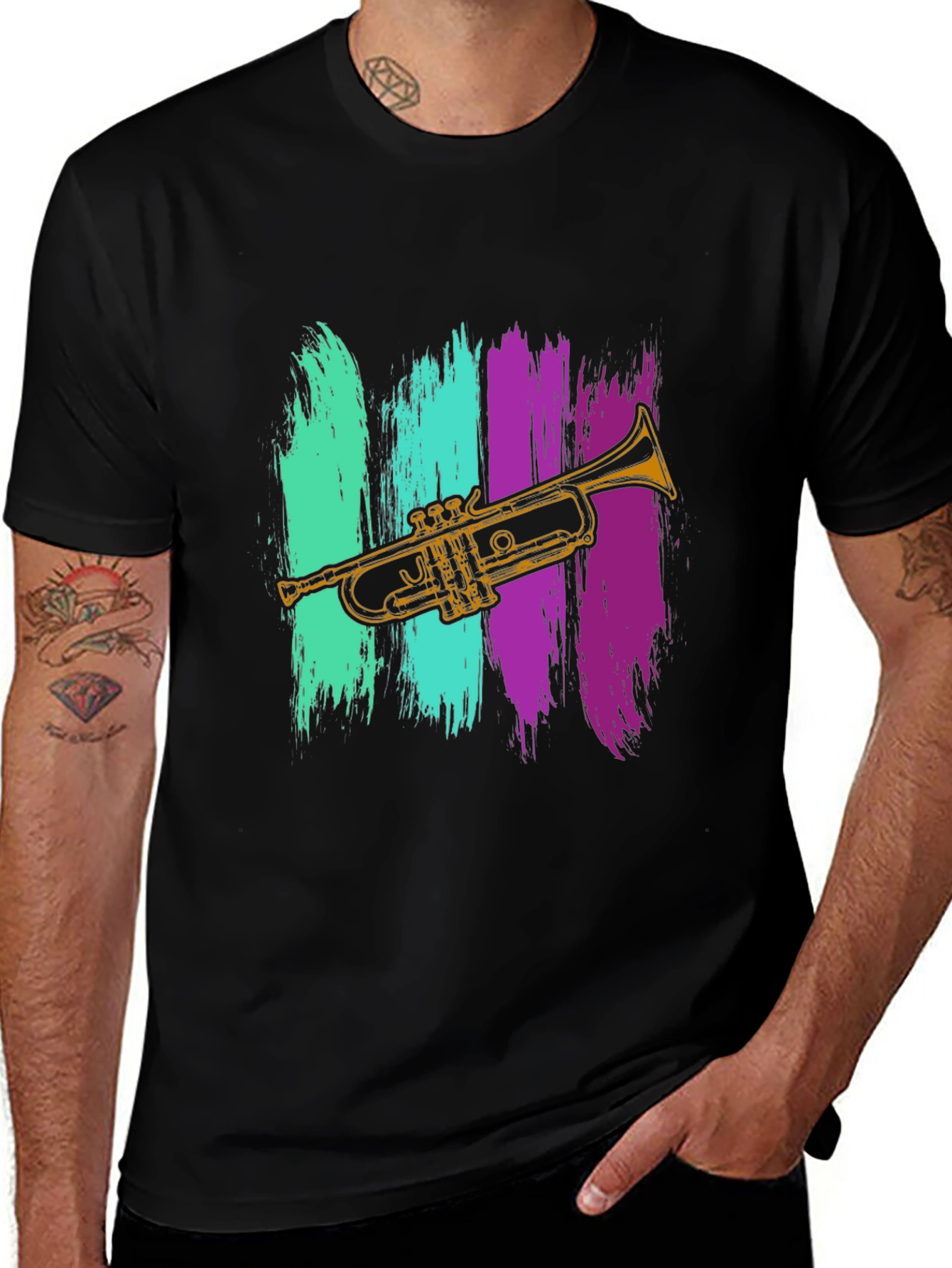 Variant 2 of Trumpet Brushstroke T-Shirt - Cool Musician Tee