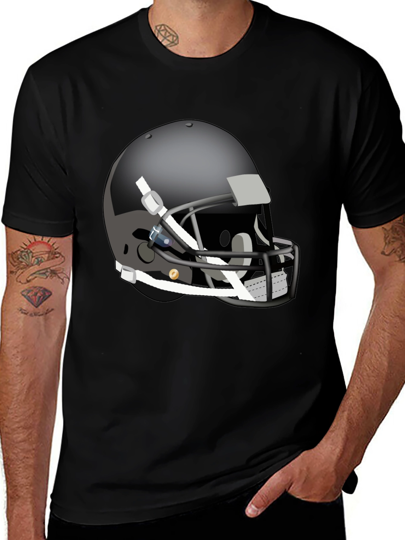 Black Football Helmet Graphic Tee - Stylish & Unique main image