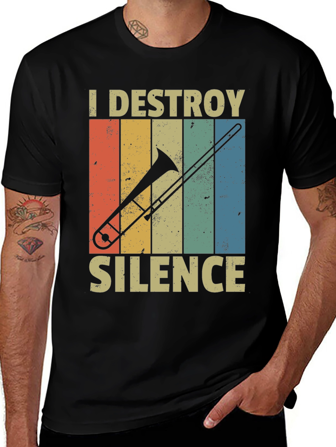 Variant 20 of I Destroy Silence Trombone Player T-Shirt