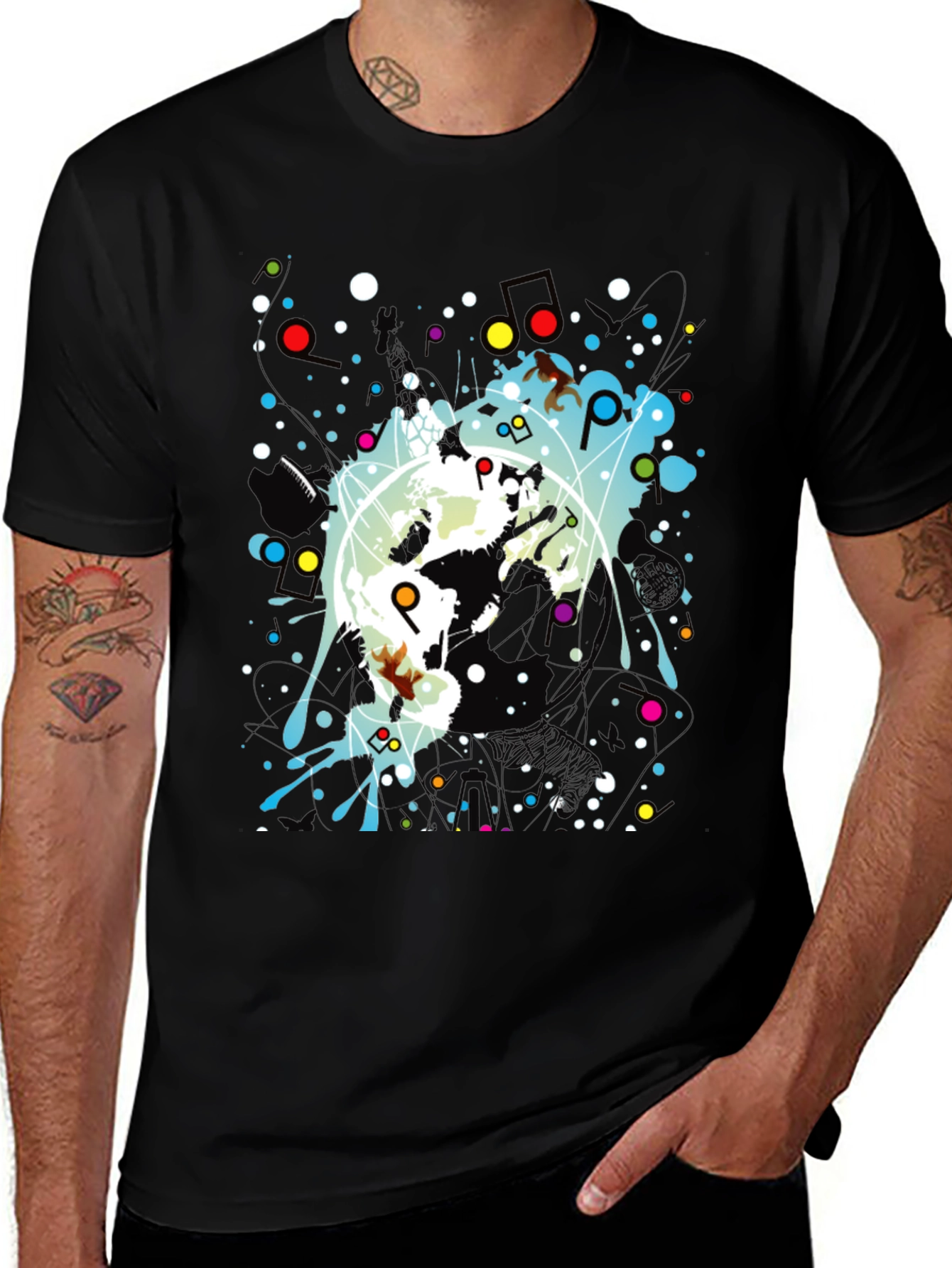 Variant 28 of Abstract Graphic Print Black Crew Neck T-Shirt