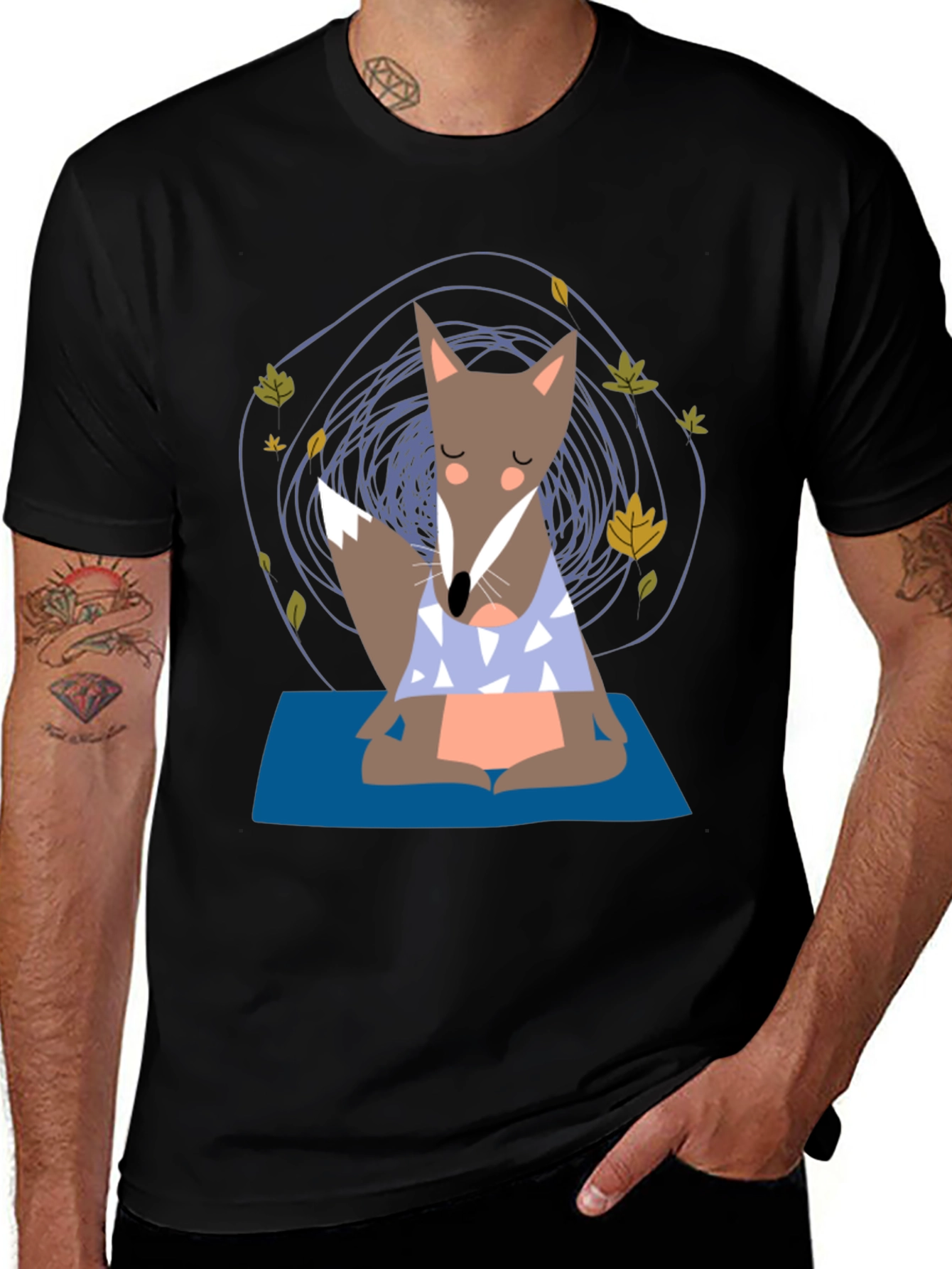 Variant 6 of Meditating Fox Graphic Tee - Zen Animal Shirt