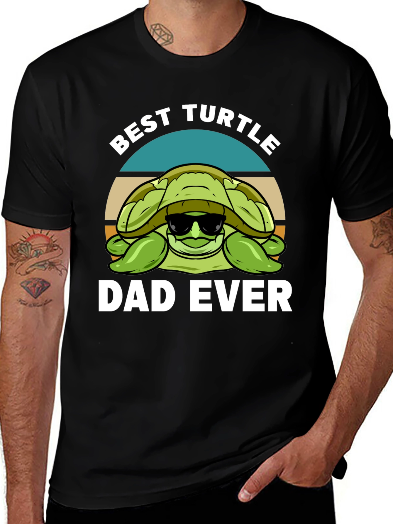 Black Best Turtle Dad Ever Graphic T-Shirt main image