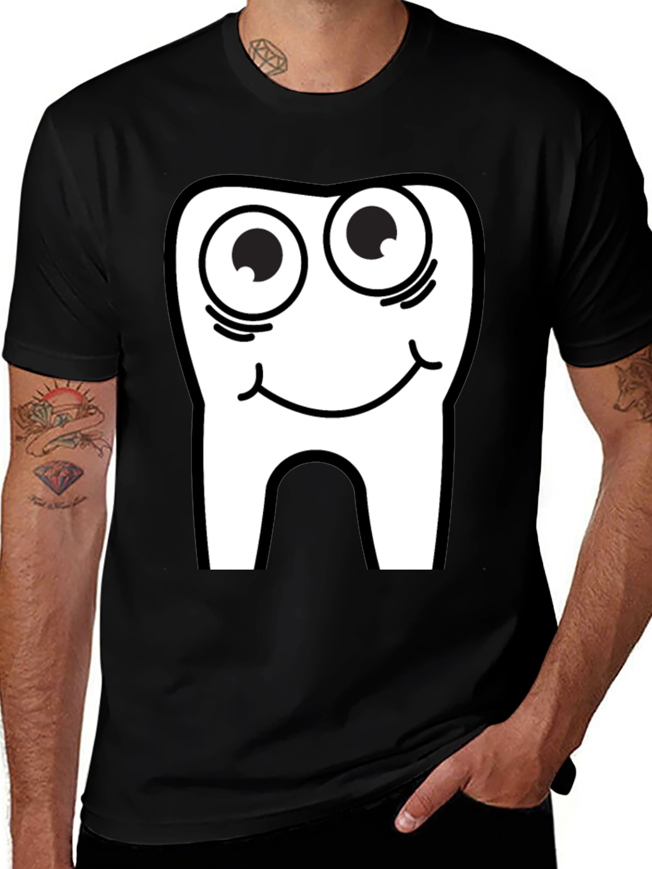Variant 11 of Funny Tooth Graphic Tee - Black Cotton T-Shirt