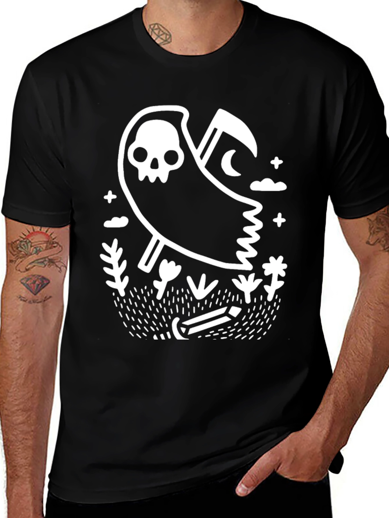 Variant 11 of Grim Reaper Graphic Tee - Black Cotton T-Shirt