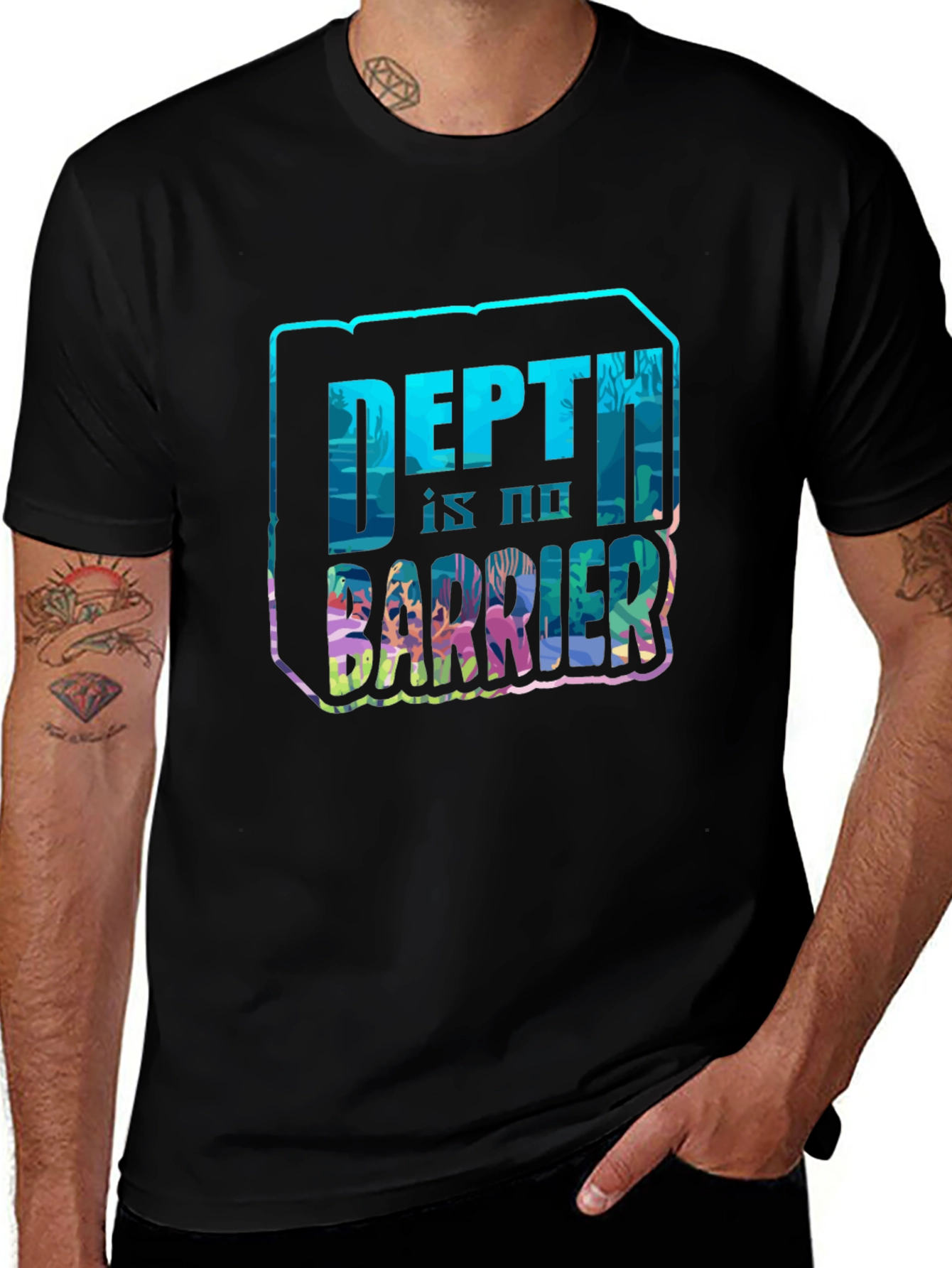Variant 18 of Depth Is No Barrier Black T-Shirt