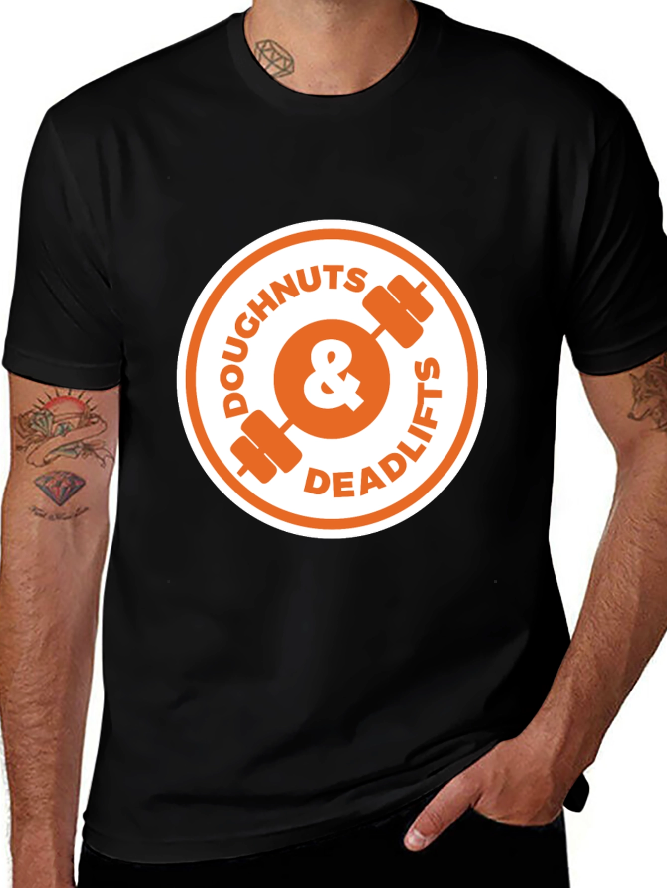 Variant 24 of Doughnuts & Deadlifts Graphic Tee - Black