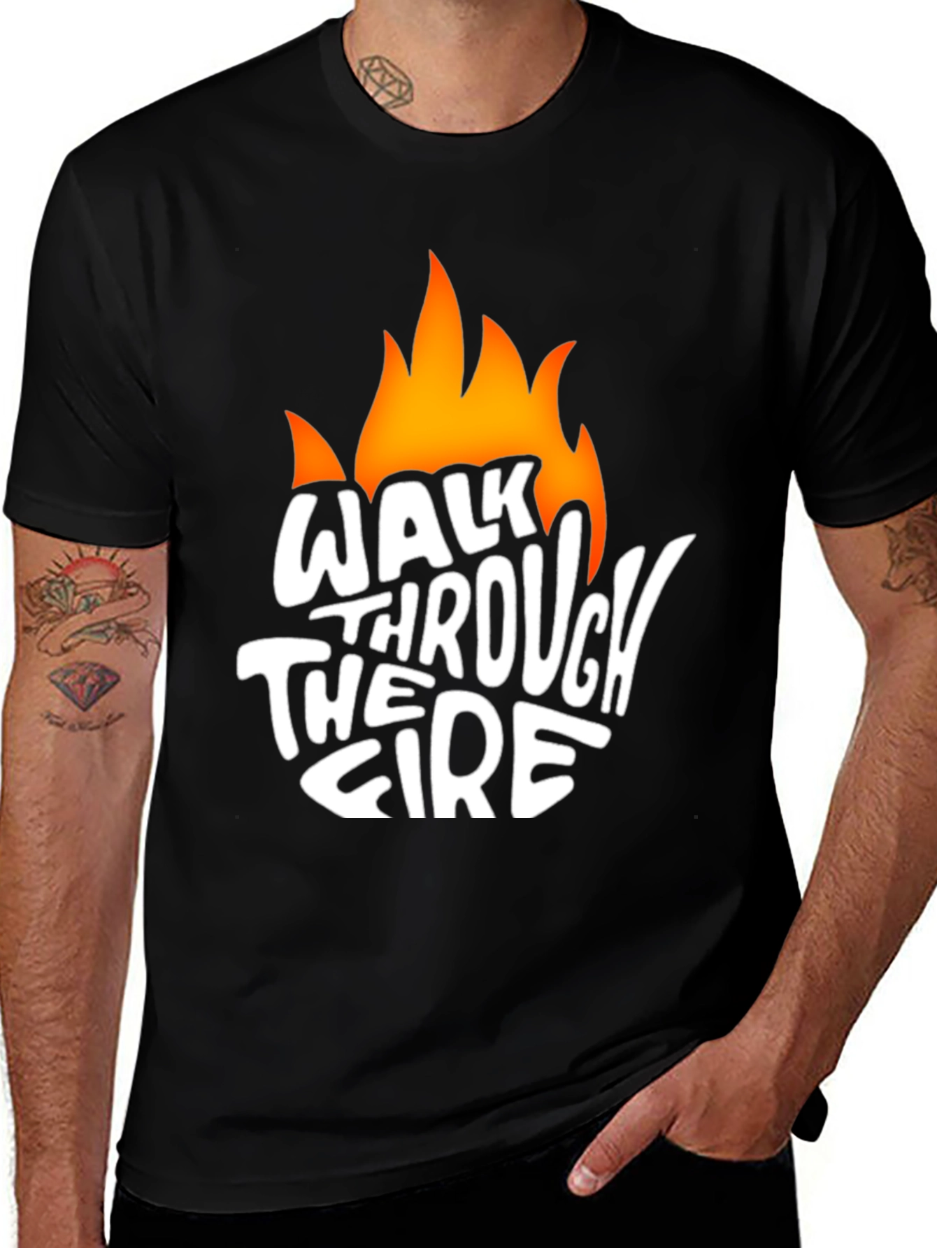 Variant 13 of Walk Through Fire Graphic Tee - Black T-Shirt