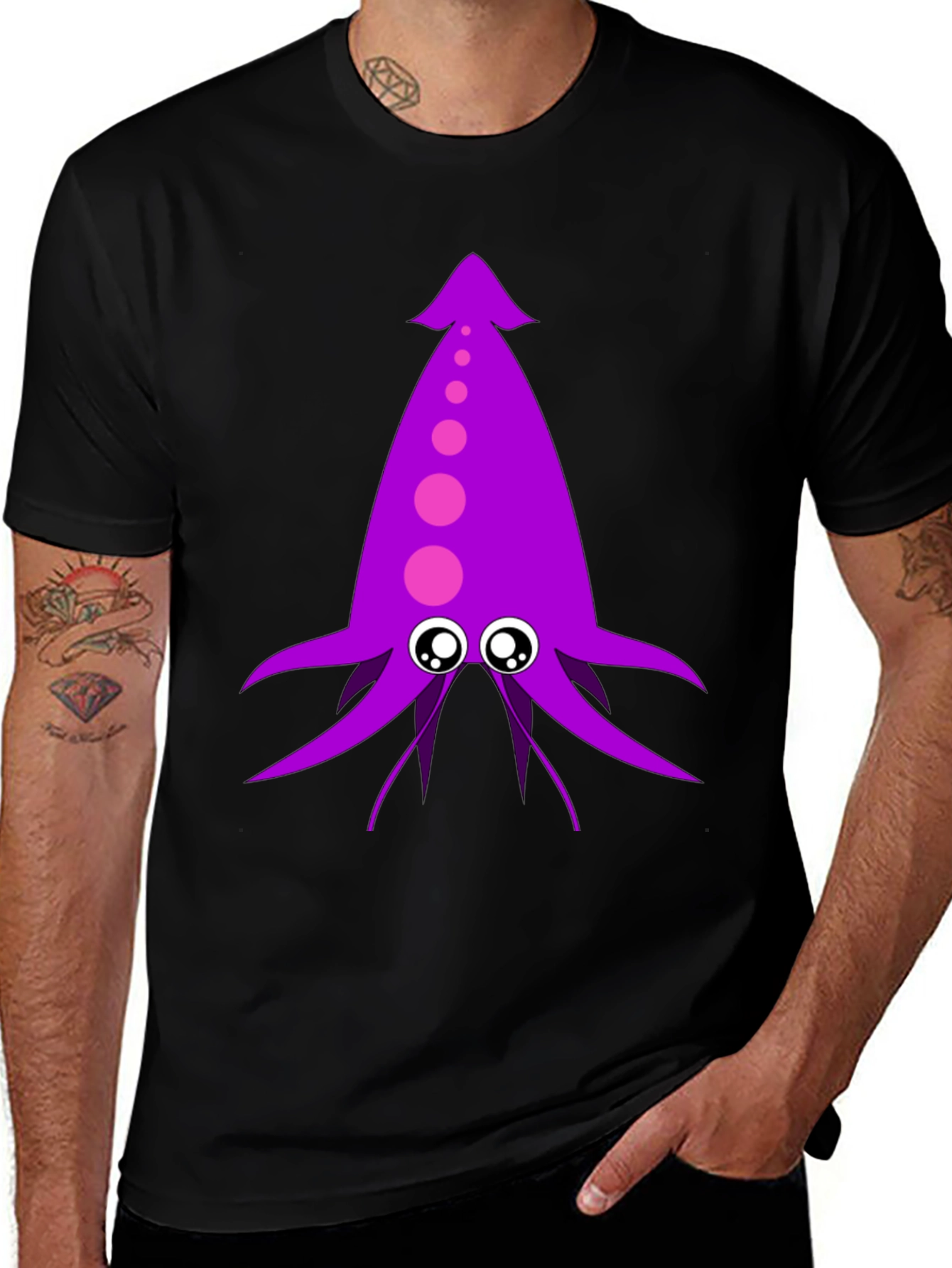Variant 22 of Purple Squid Graphic Tee - Men's Black T-Shirt