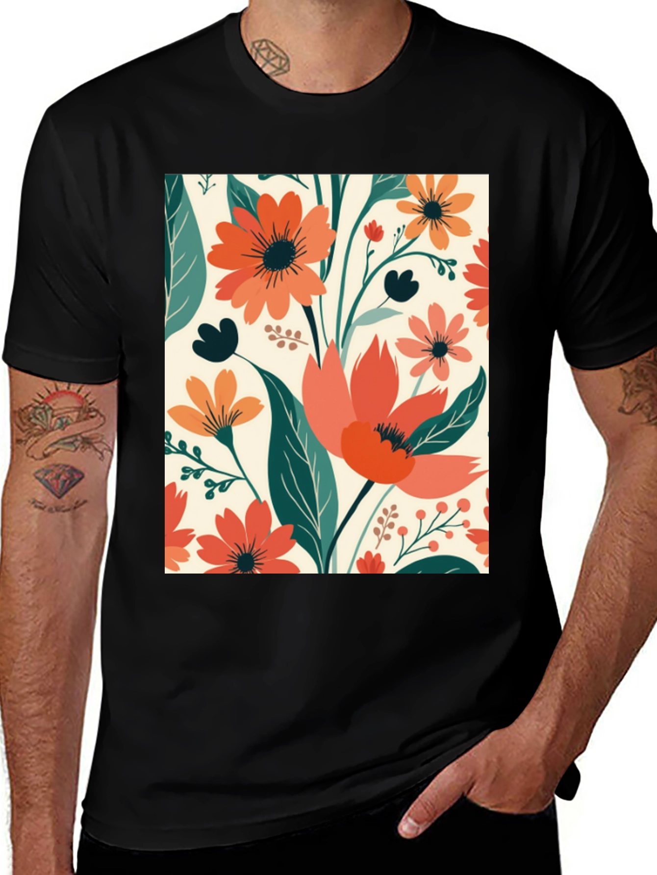 Variant 25 of Floral Print Crew Neck T-Shirt