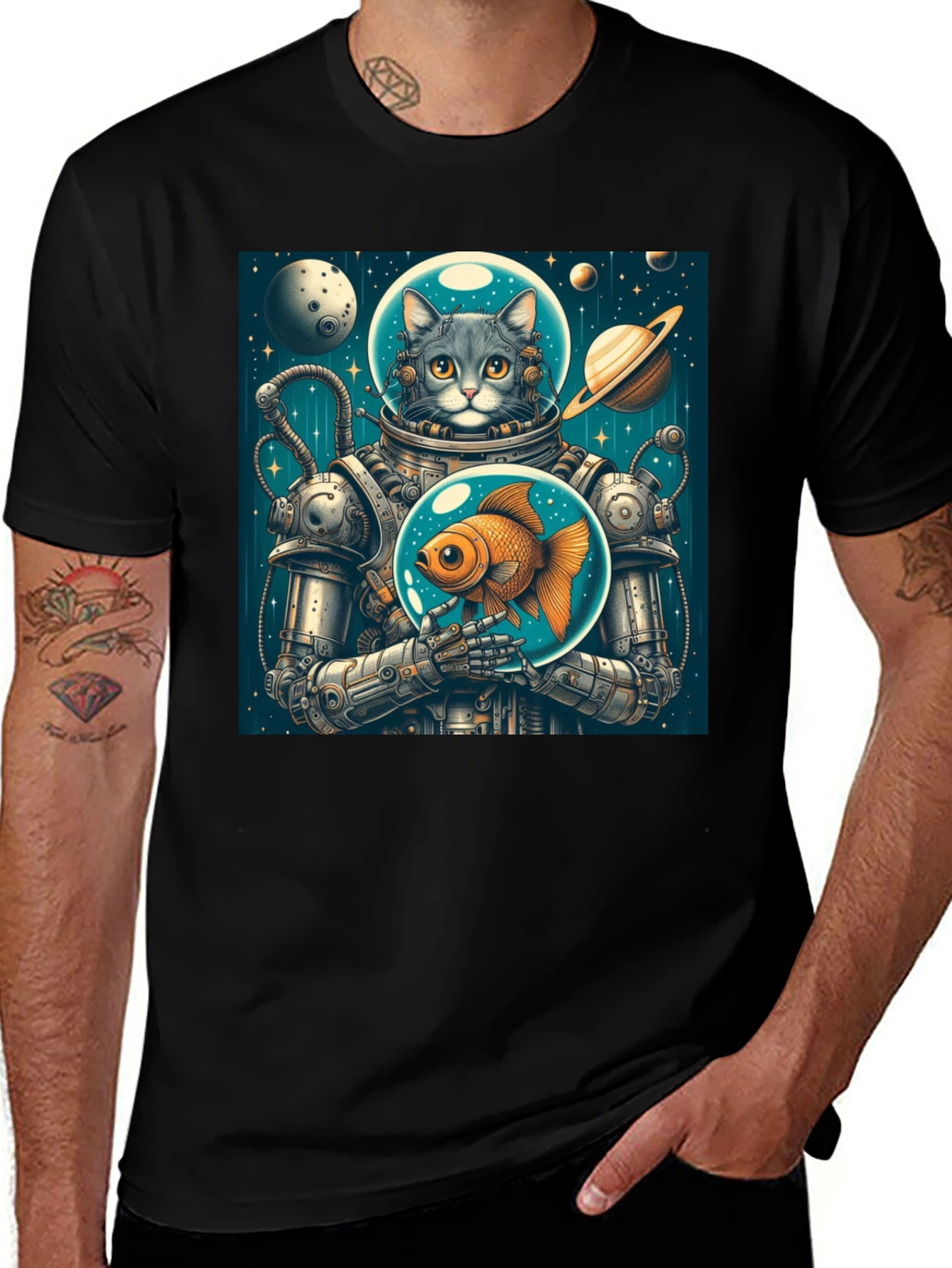 Variant 8 of Cosmic Cat Astronaut T-Shirt