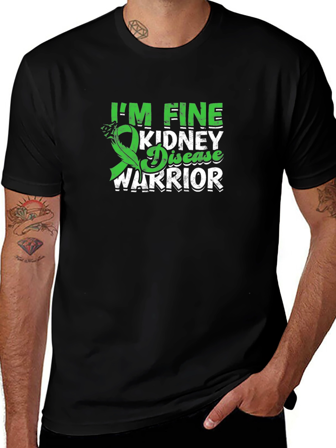 Variant 23 of Kidney Disease Warrior Black T-Shirt