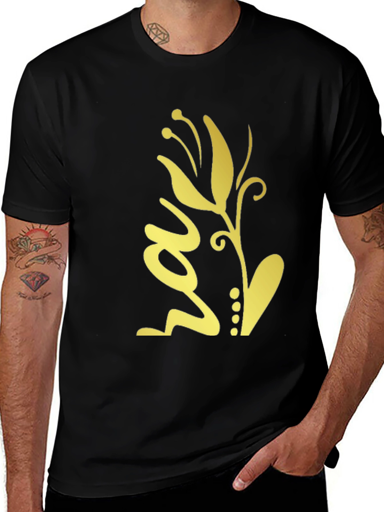 Variant 23 of Elegant Floral Graphic Black T-Shirt