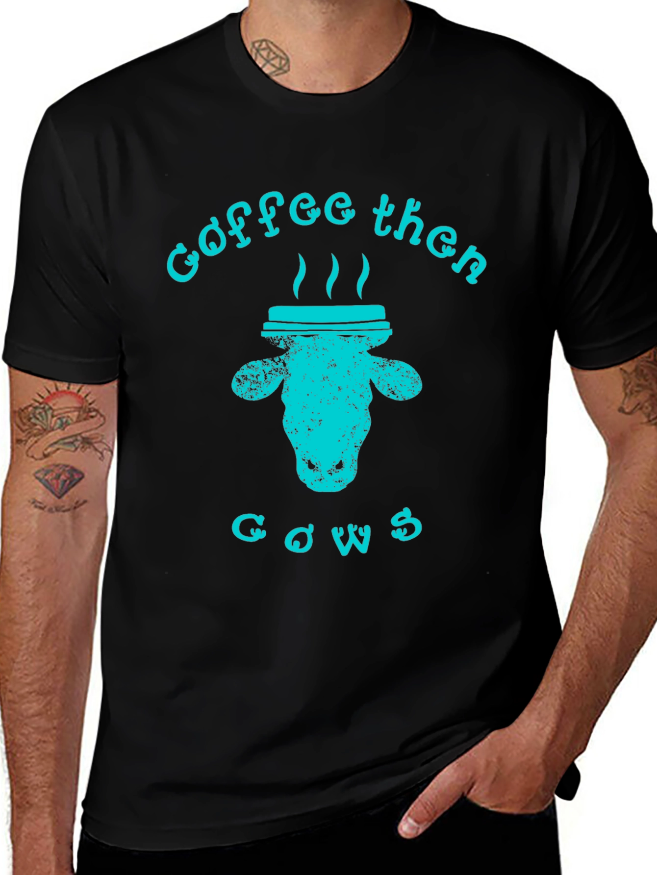 Variant 19 of Coffee Then Cows Graphic Tee - Black Unisex T-Shirt