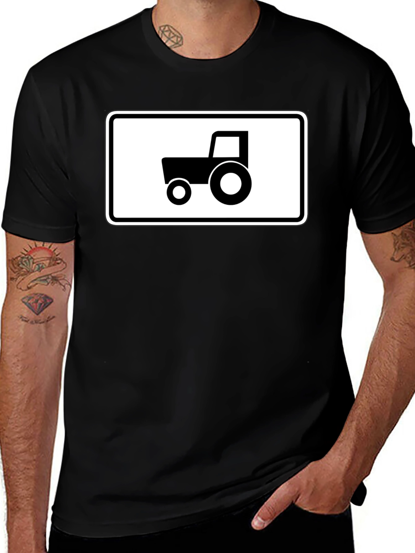 Variant 6 of Tractor Graphic Tee - Black Cotton Blend
