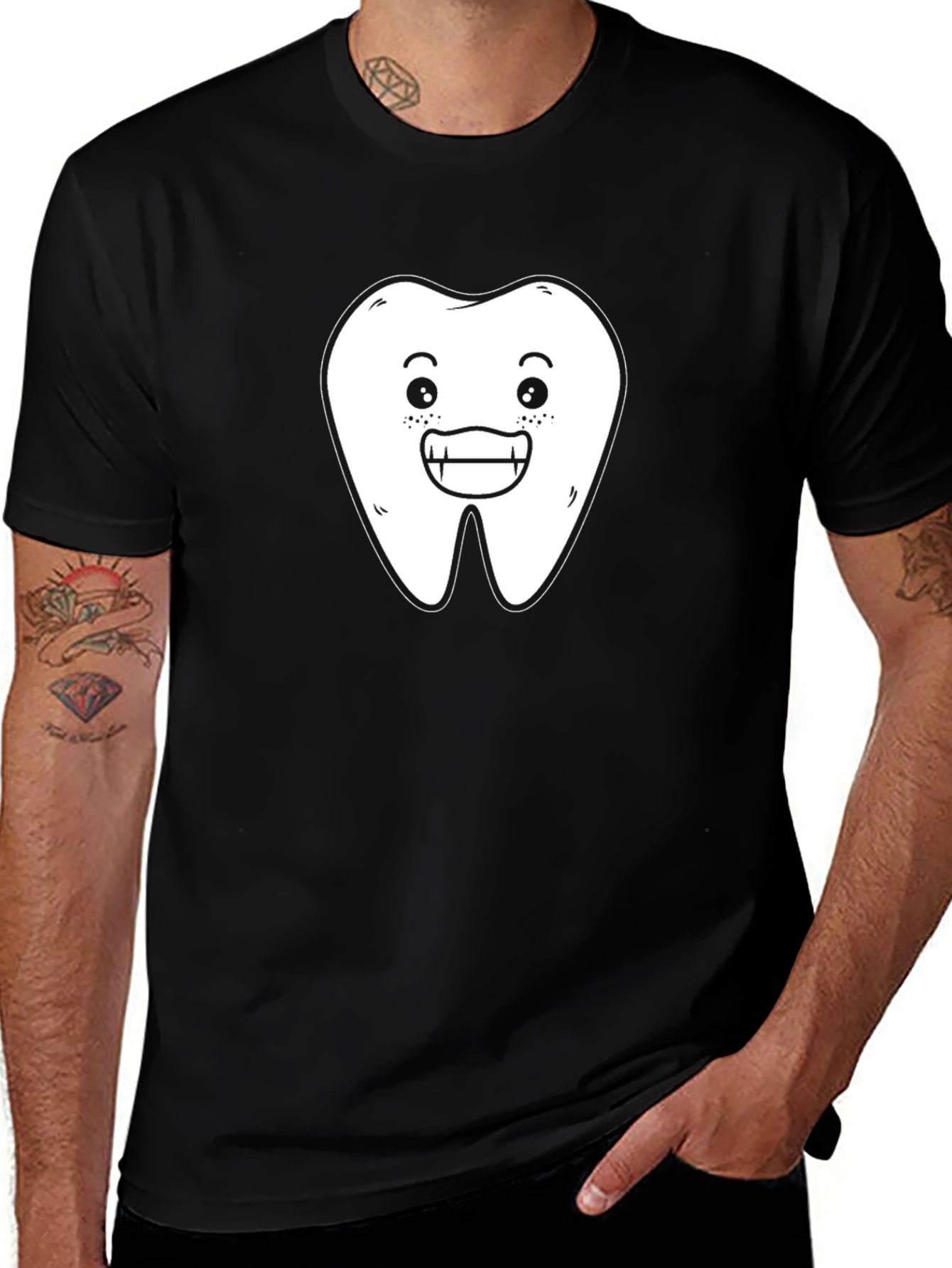 Variant 3 of Funny Tooth Graphic T-Shirt - Black Cotton Tee