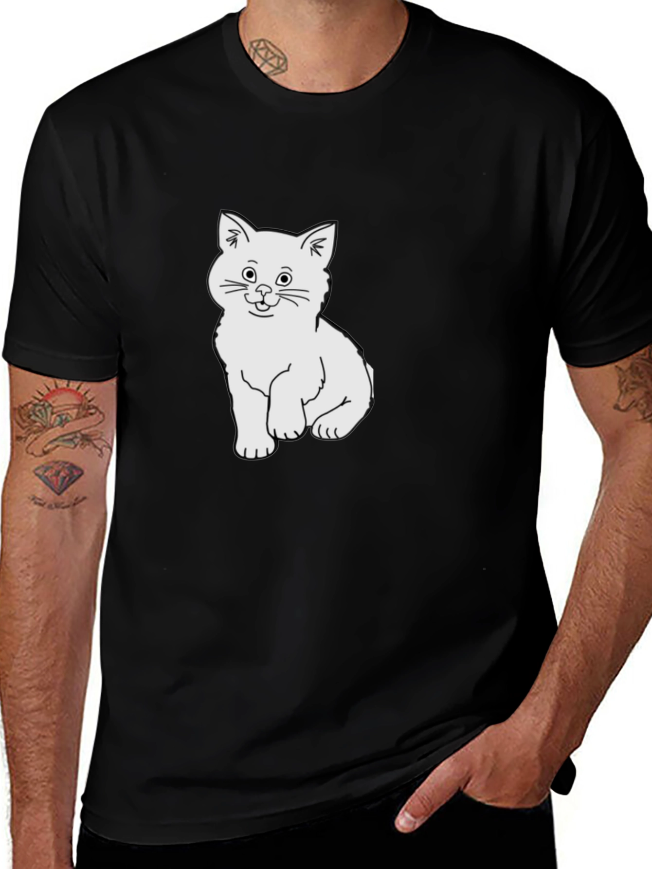 Variant 11 of Cute Cat Graphic Black T-Shirt