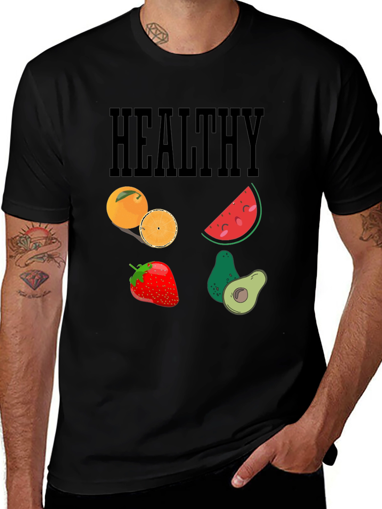 Variant 7 of Healthy Fruits T-Shirt - Stylish & Comfortable Black Tee