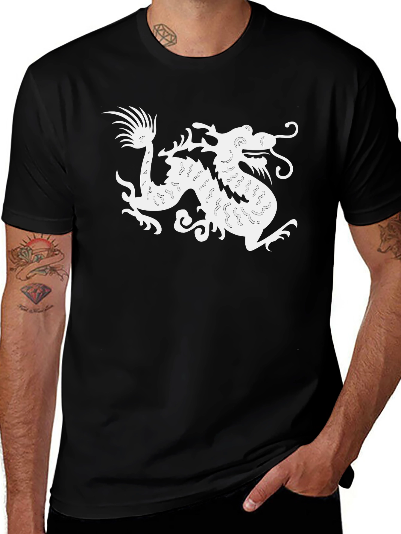 Variant 28 of Dragon Graphic T-Shirt - Black Cotton Tee