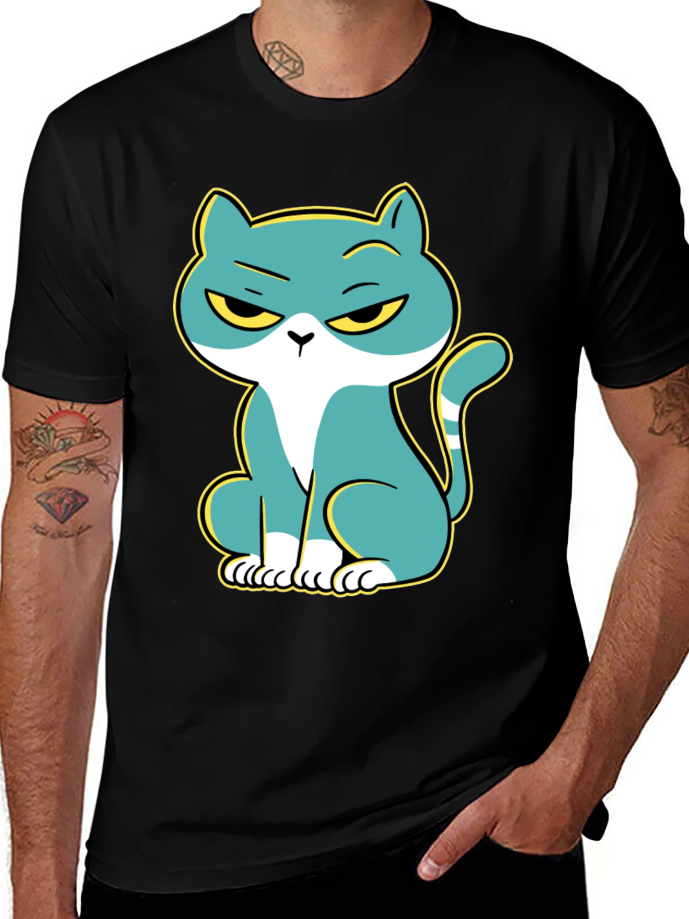 Grumpy Cat Graphic Print Black T-Shirt