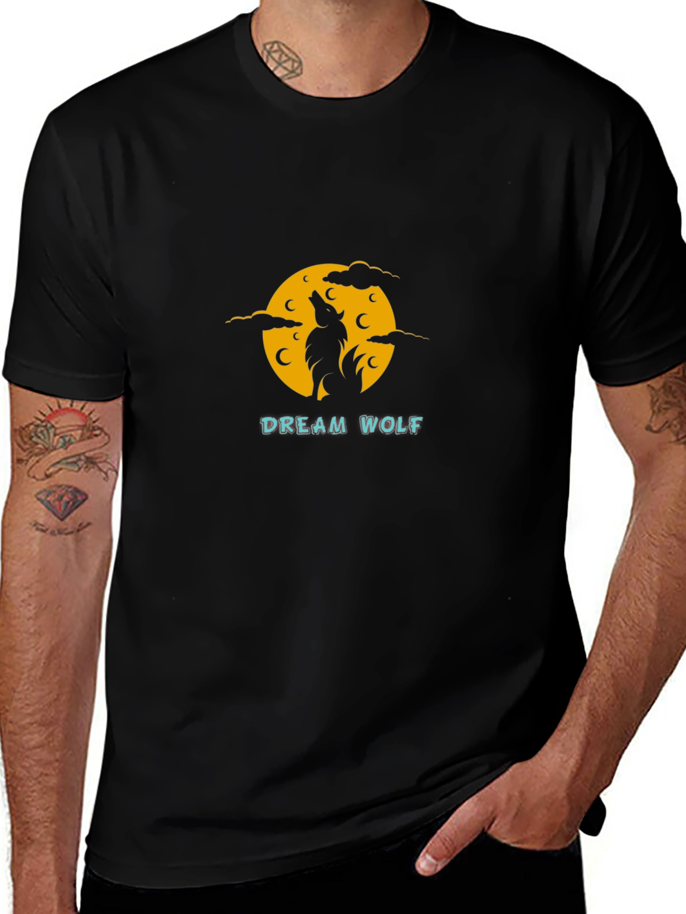 Variant 16 of Dream Wolf Graphic Tee - Black Cotton T-Shirt