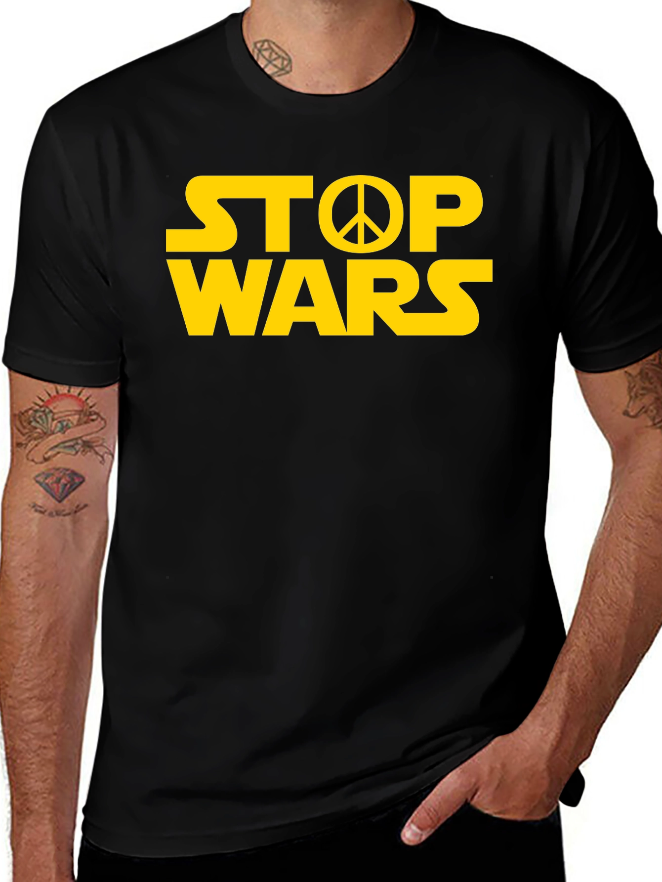 Variant 22 of Stop Wars Peace Symbol T-Shirt - Black