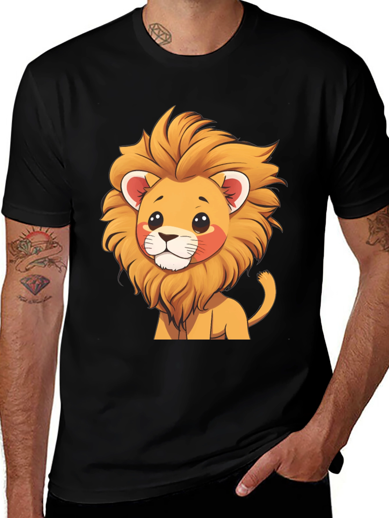 Variant 14 of Cute Lion Graphic Tee - Black T-Shirt