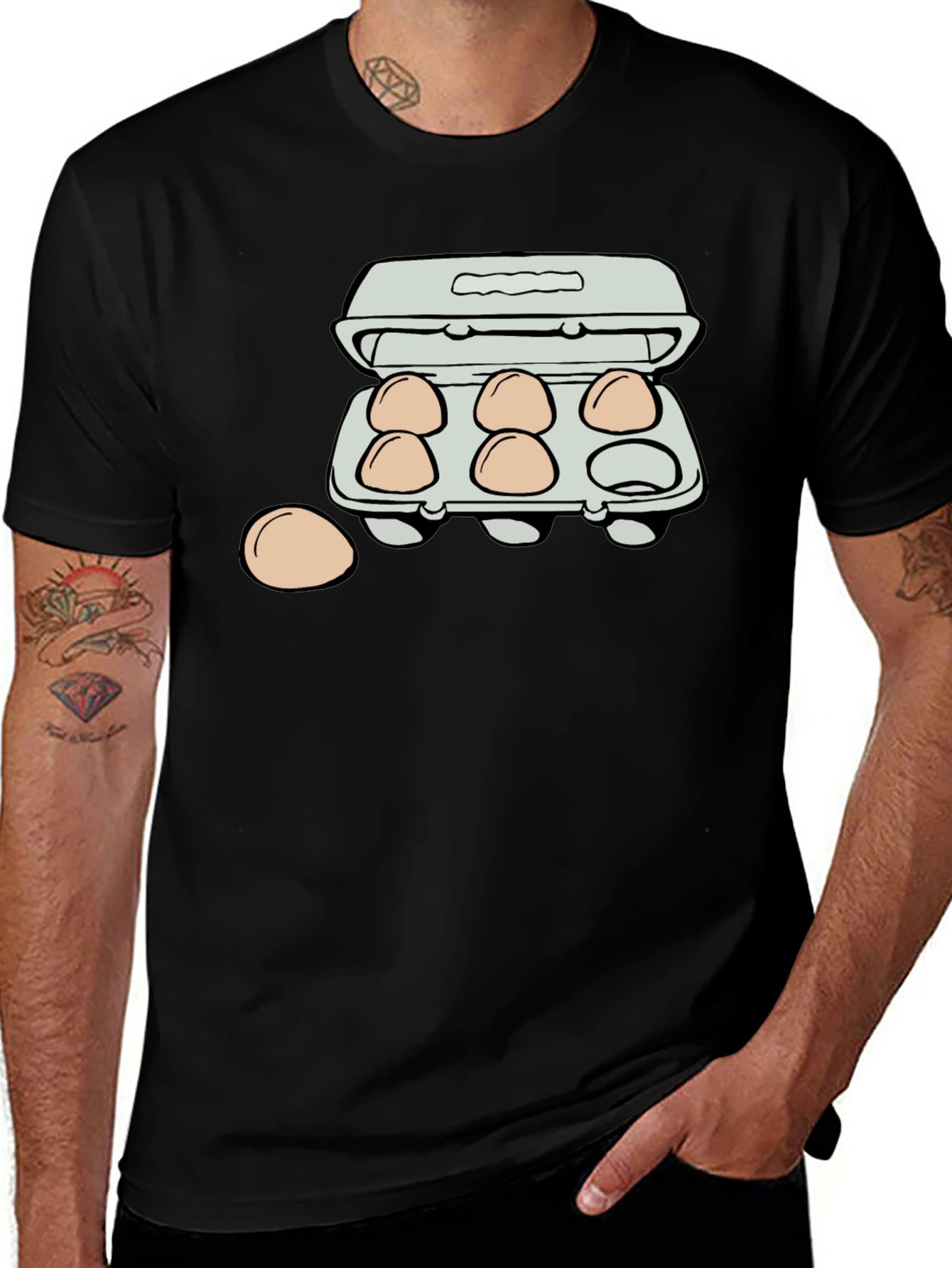 Variant 3 of Funny Cartoon Egg Carton Graphic T-Shirt
