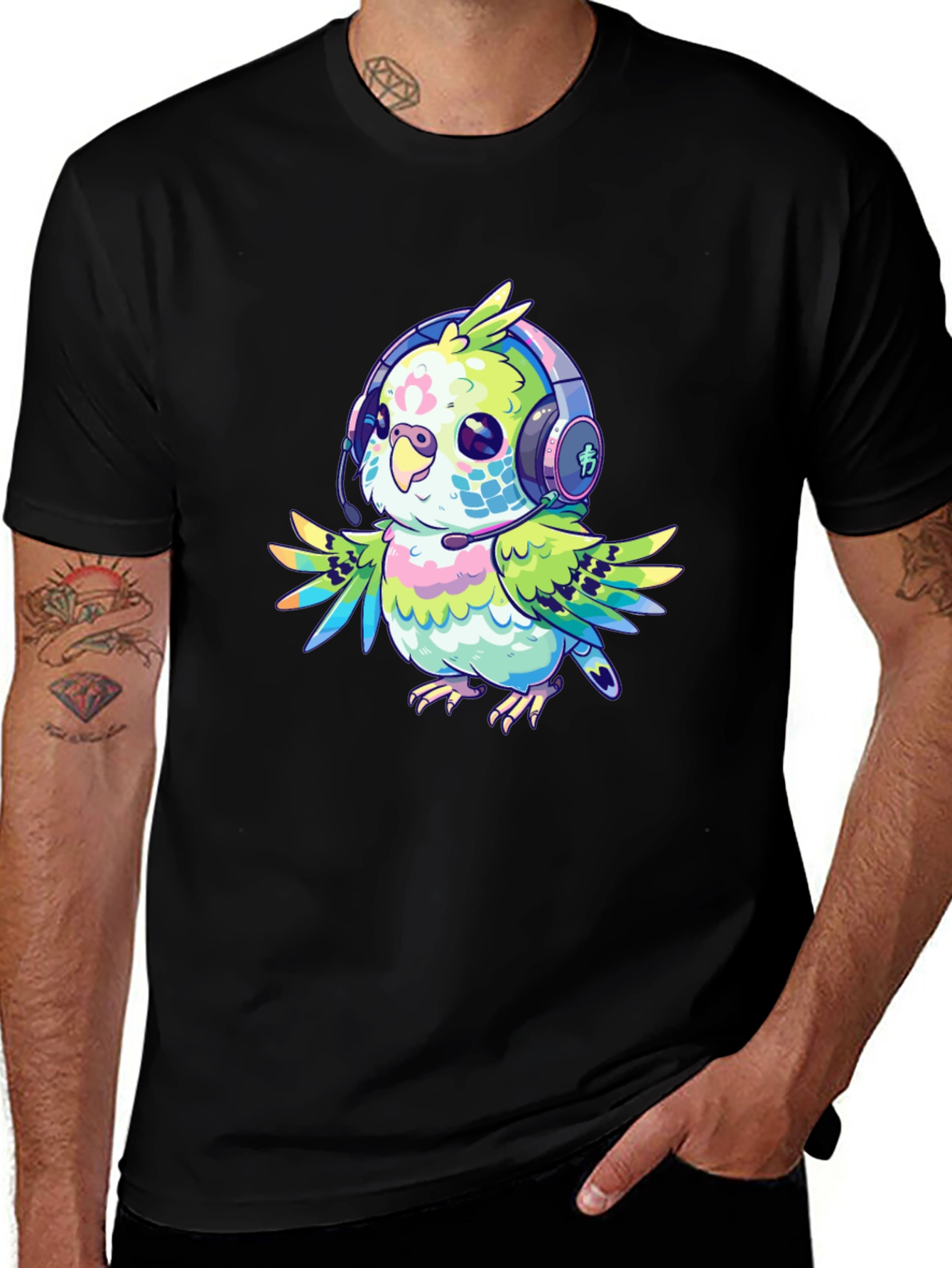 Variant 26 of Gamer Bird T-Shirt - Cute Parrot with Headset Tee