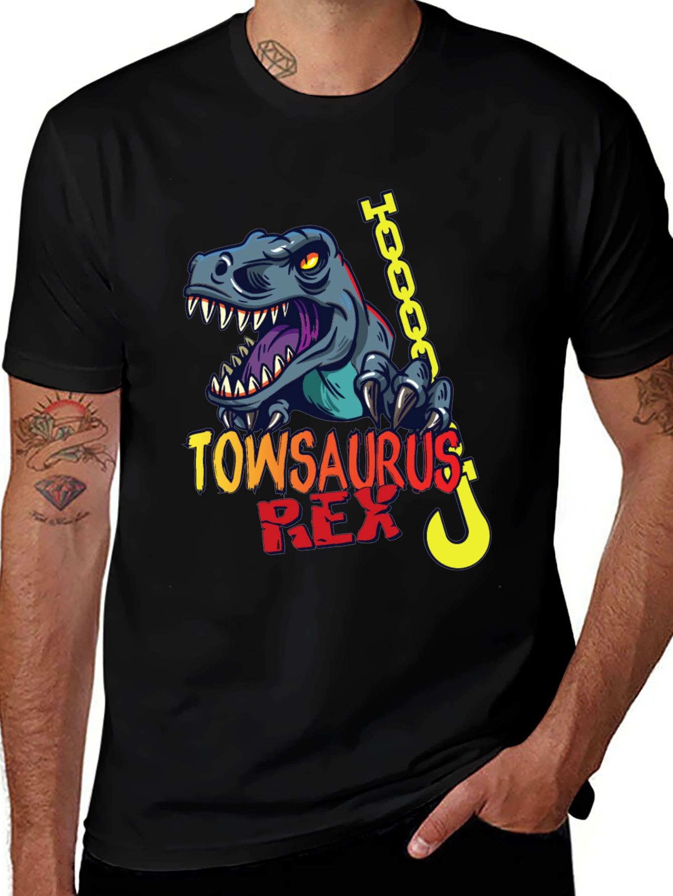 Variant 2 of TowSaurus Rex Graphic Tee - Dino Tow Truck T-Shirt