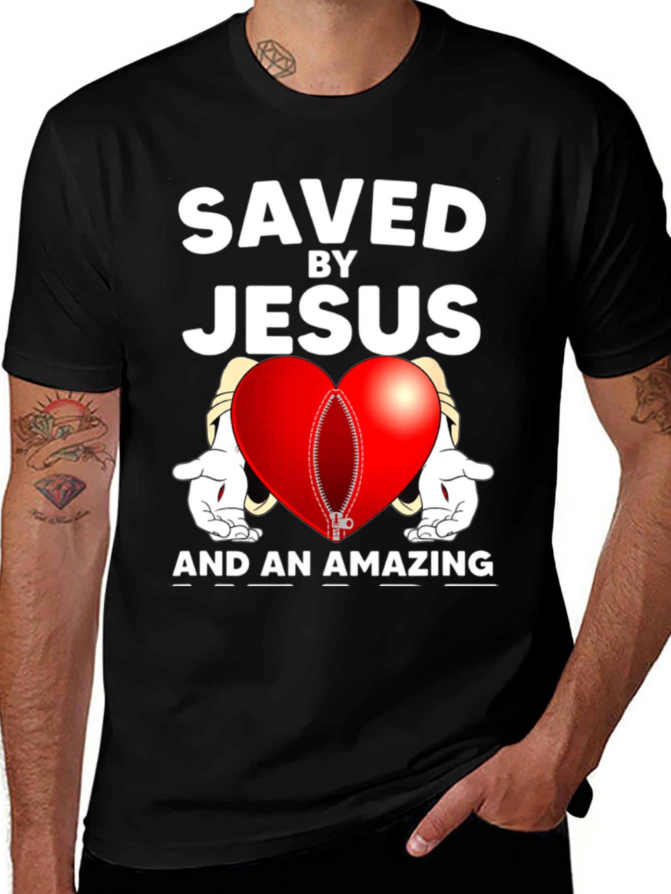 Saved By Jesus Heart Graphic Tee