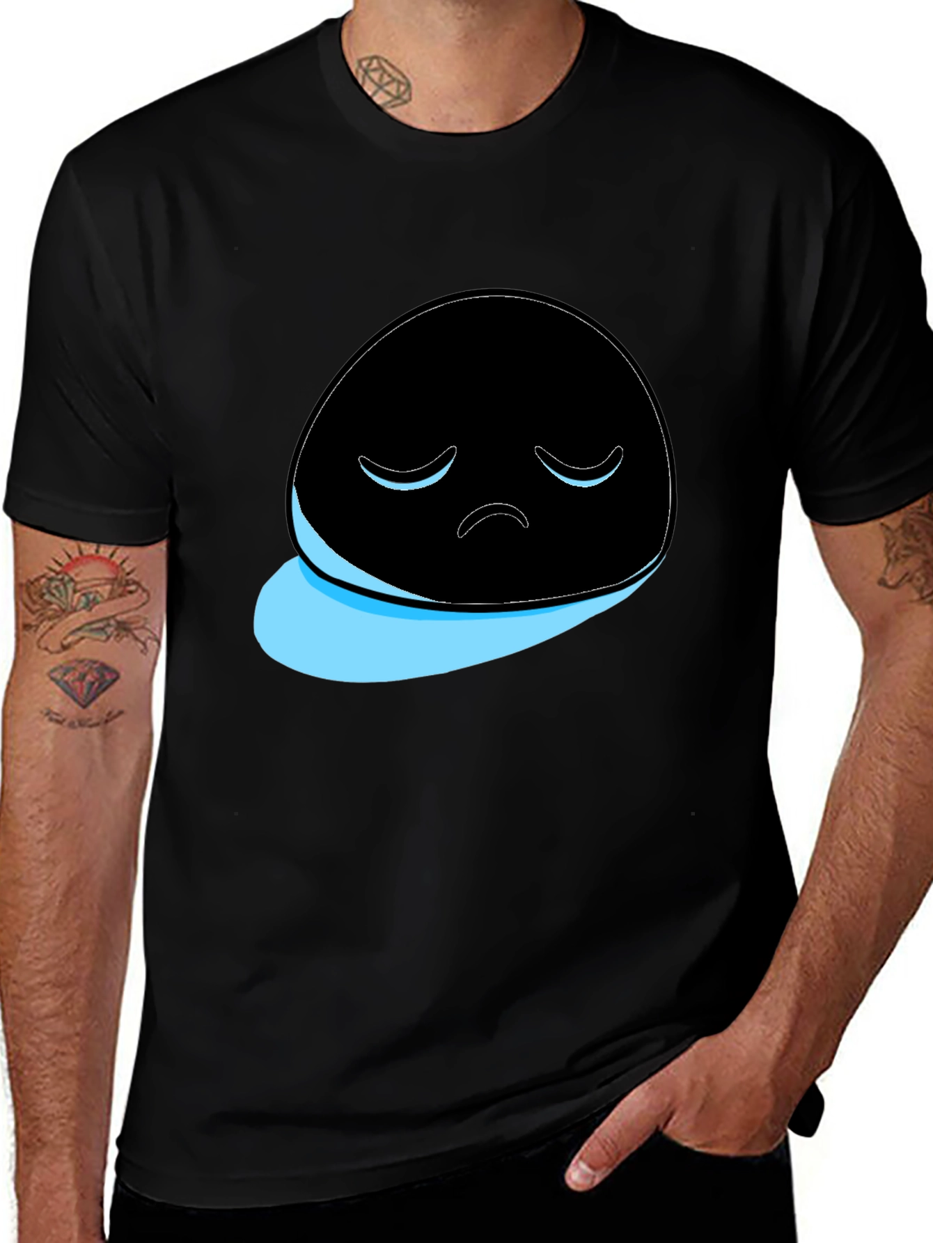 Variant 14 of Sad Ghost Graphic T-Shirt - Men's Black Tee