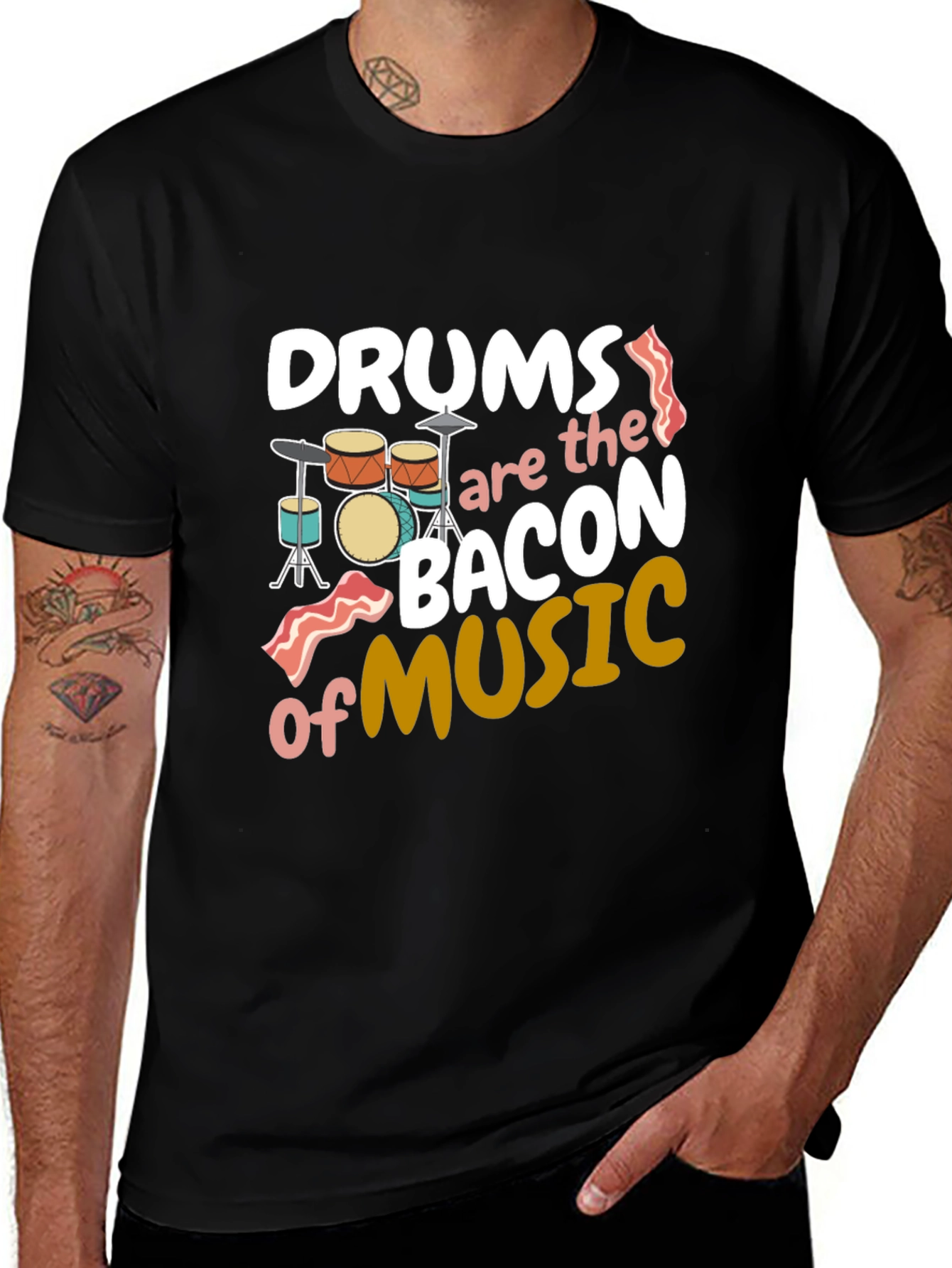 Variant 9 of Drums Bacon of Music T-Shirt