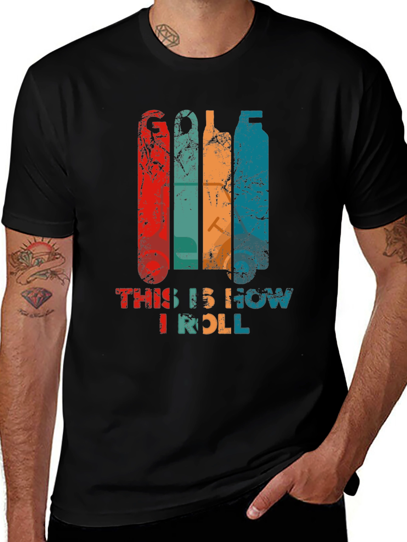 Black Golf This is How I Roll Black T-Shirt main image