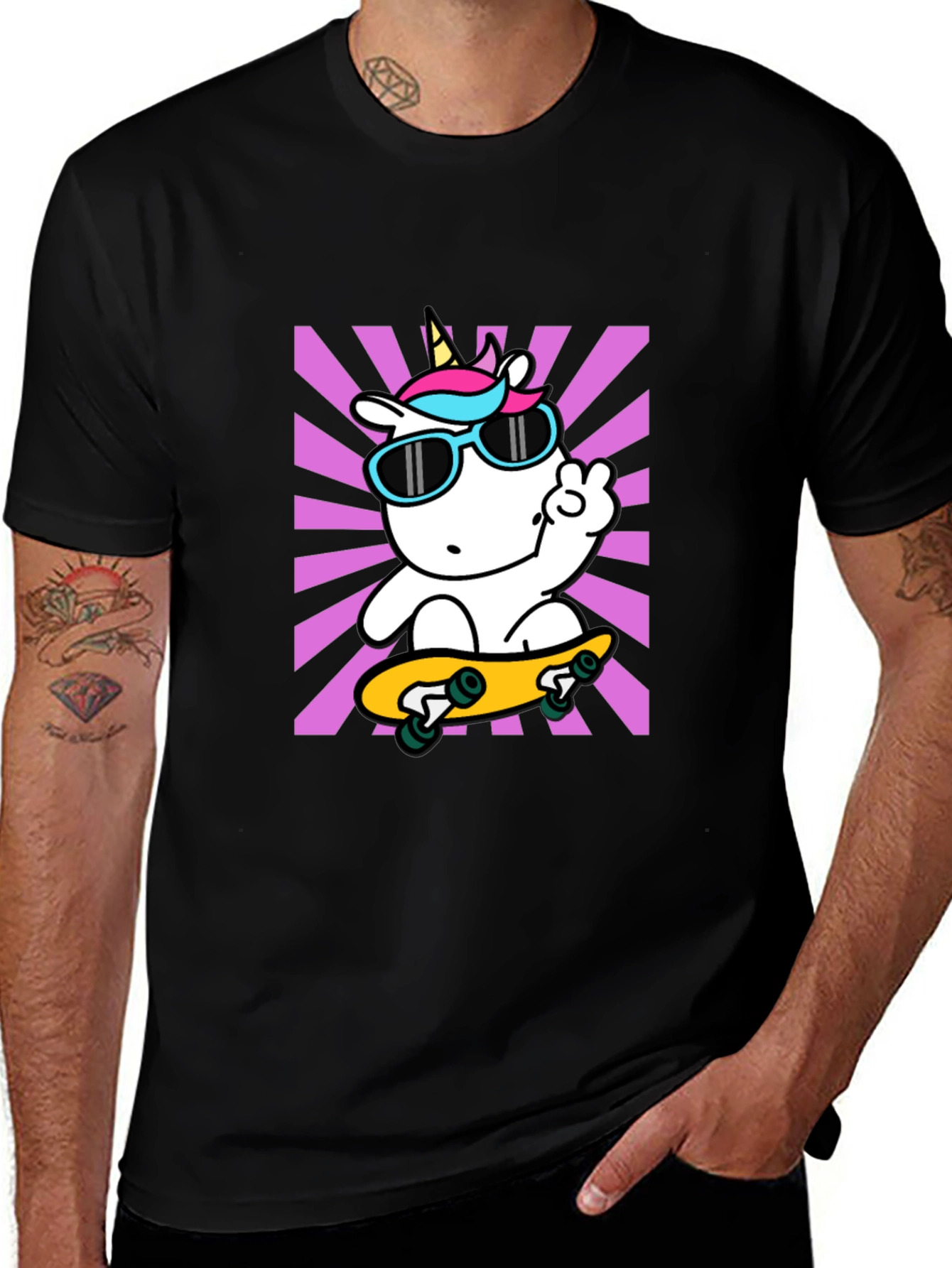 Variant 13 of Cool Unicorn Skateboard T-Shirt