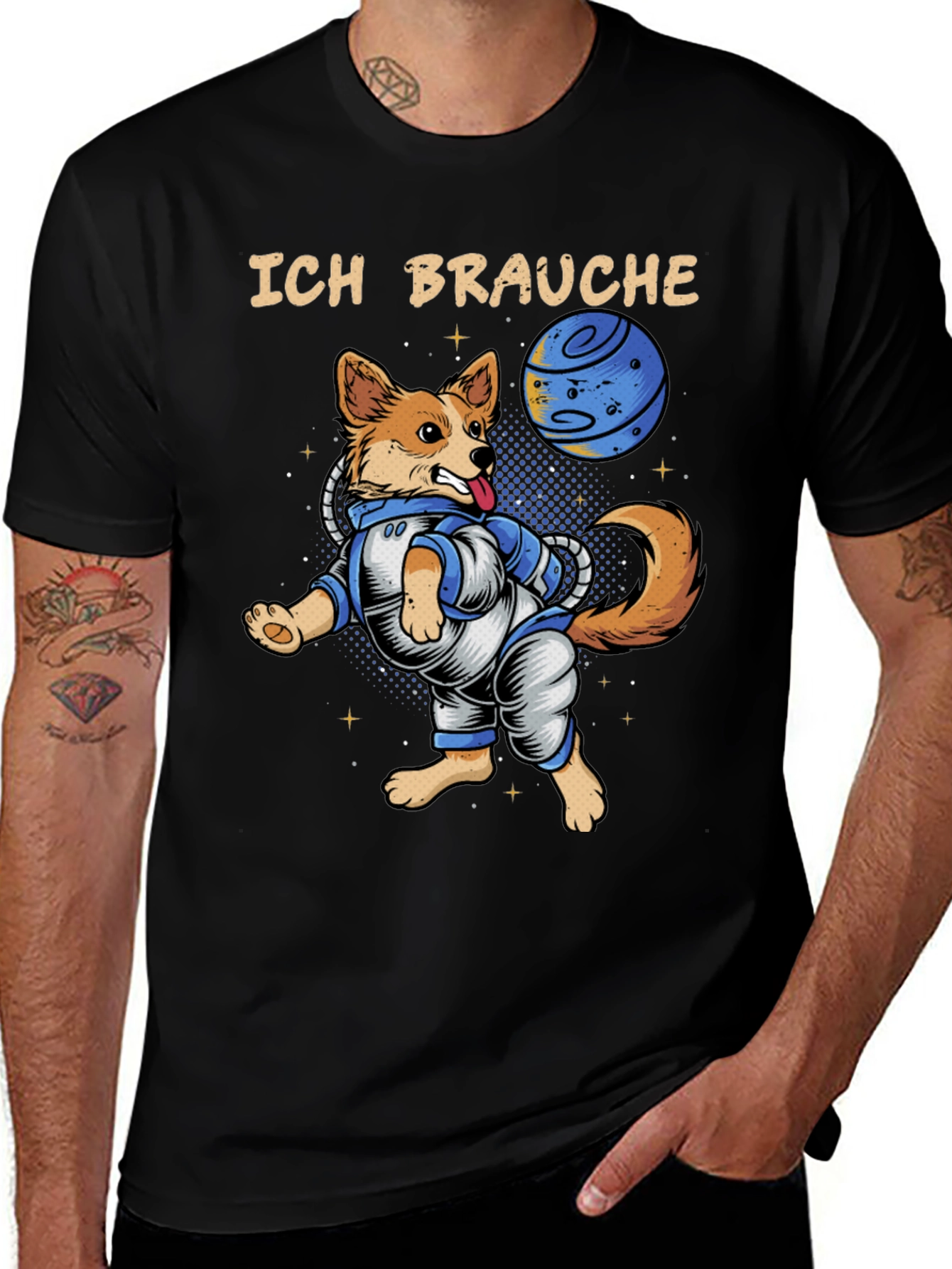 Variant 8 of Astronaut Dog T-Shirt: Ich Brauche Space Corgi Tee