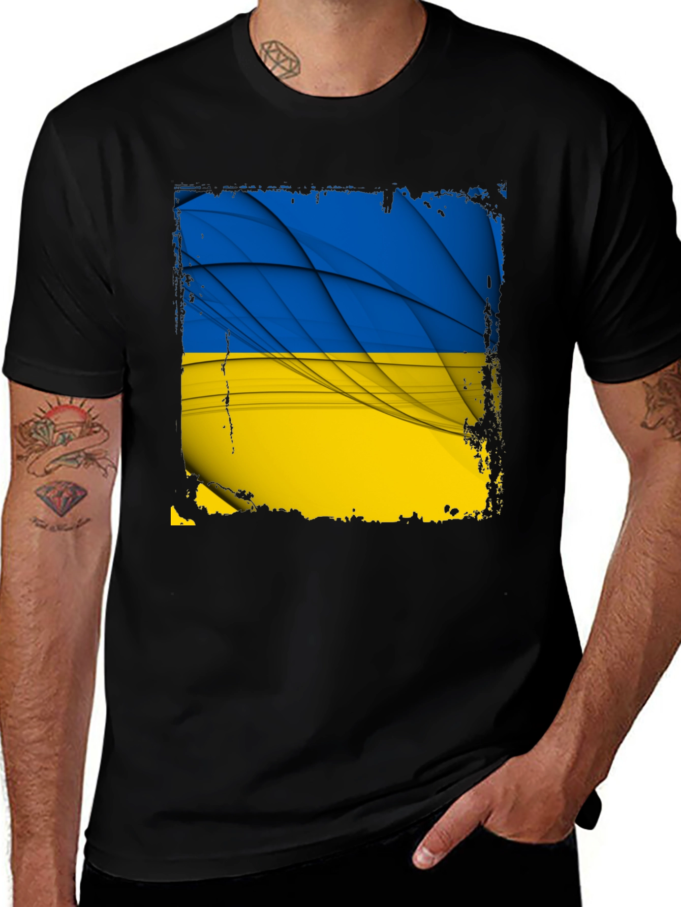 Variant 29 of Ukraine Flag Graphic Black T-Shirt