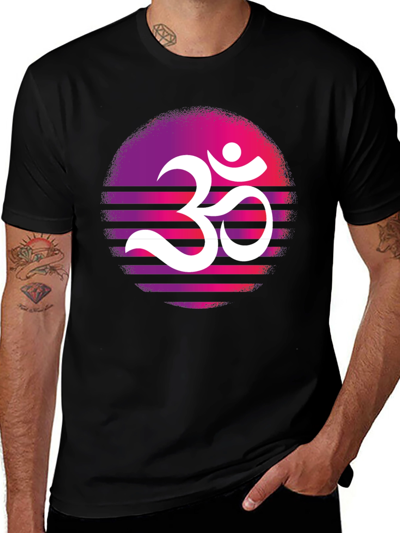 Variant 20 of Om Symbol Graphic Tee - Retro Sunset Design