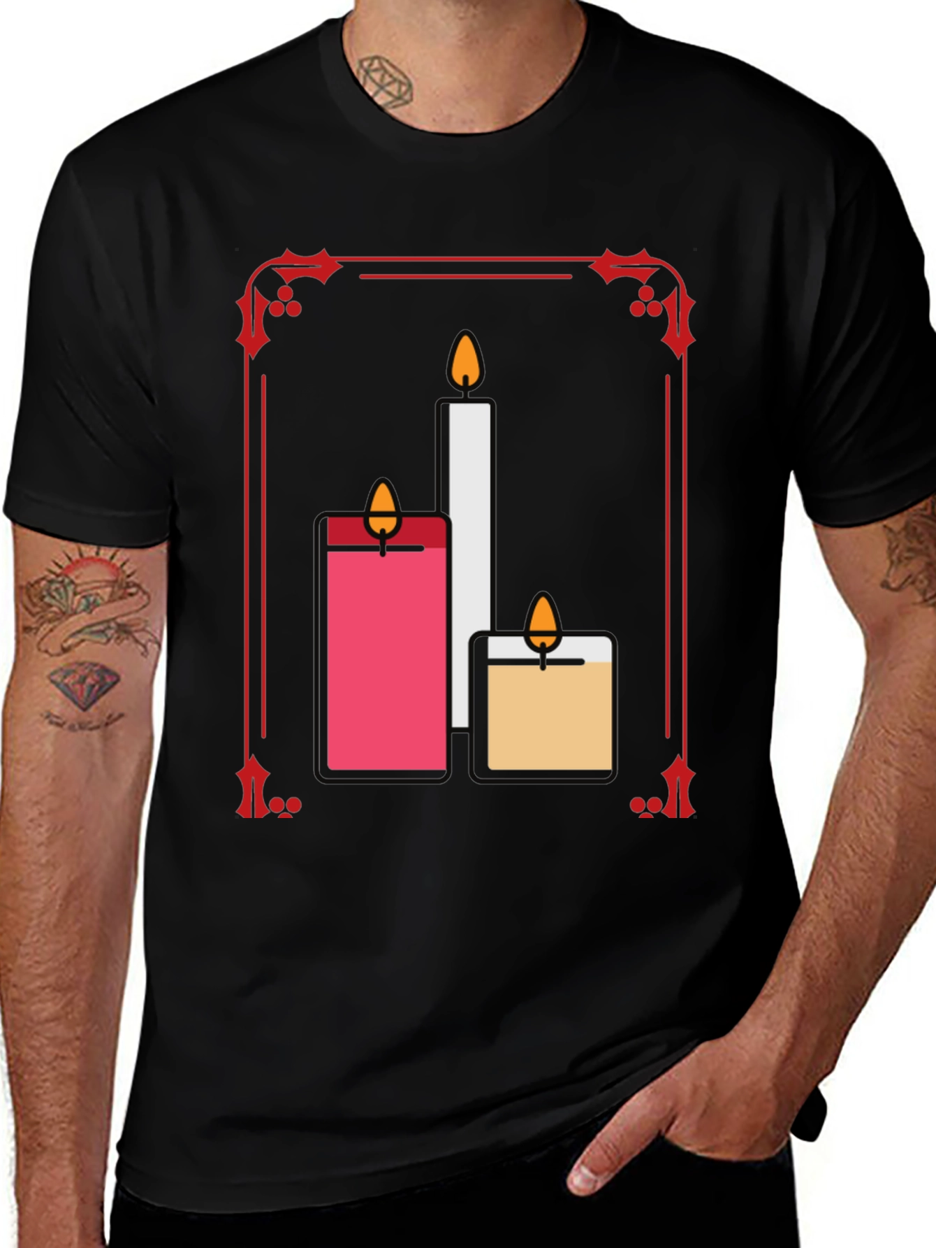 Variant 14 of Festive Candle T-Shirt: Holiday Cheer