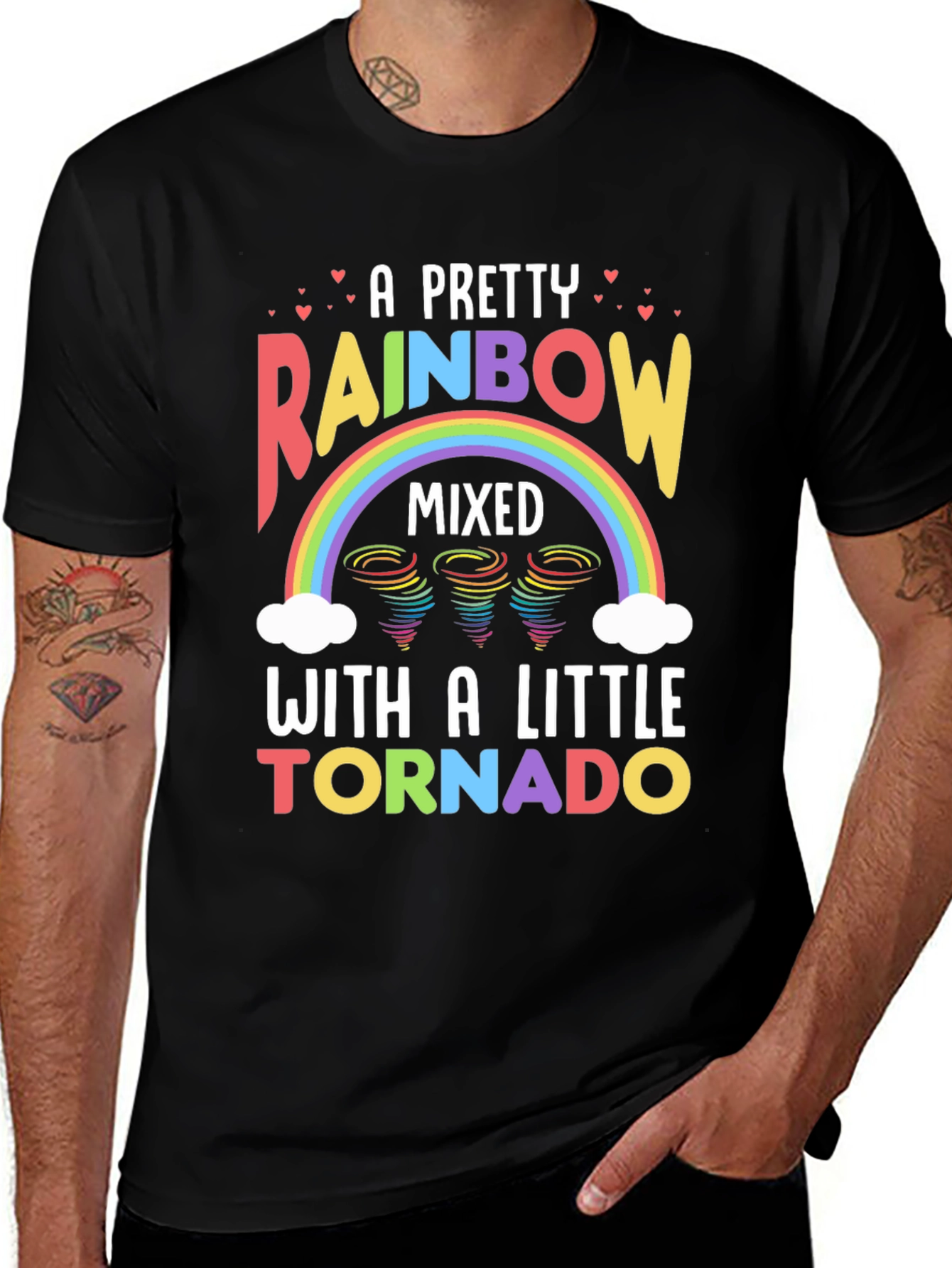 Variant 23 of Rainbow Tornado T-Shirt, Unique Weather Design