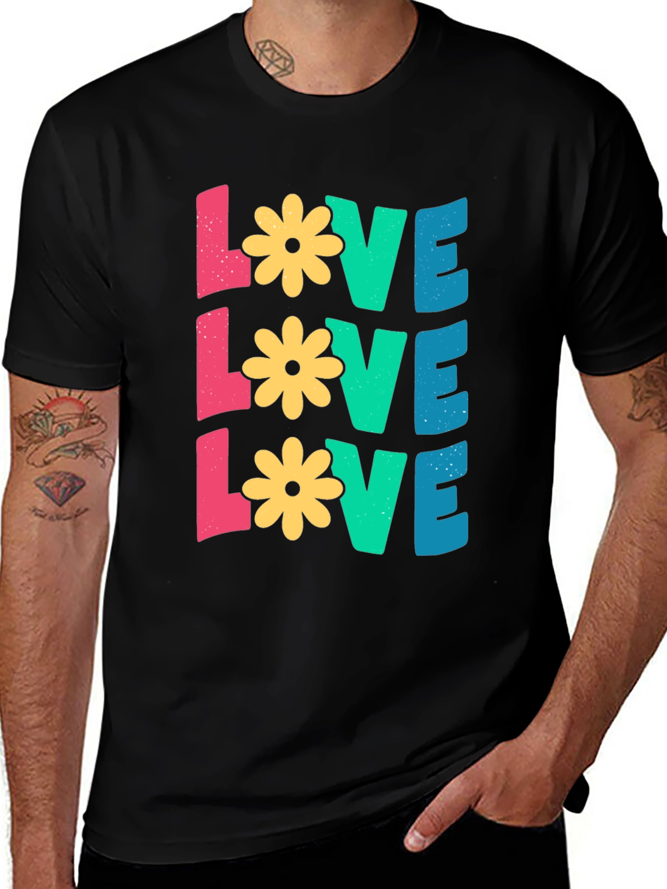 Variant 7 of Floral LOVE Graphic Tee - Black