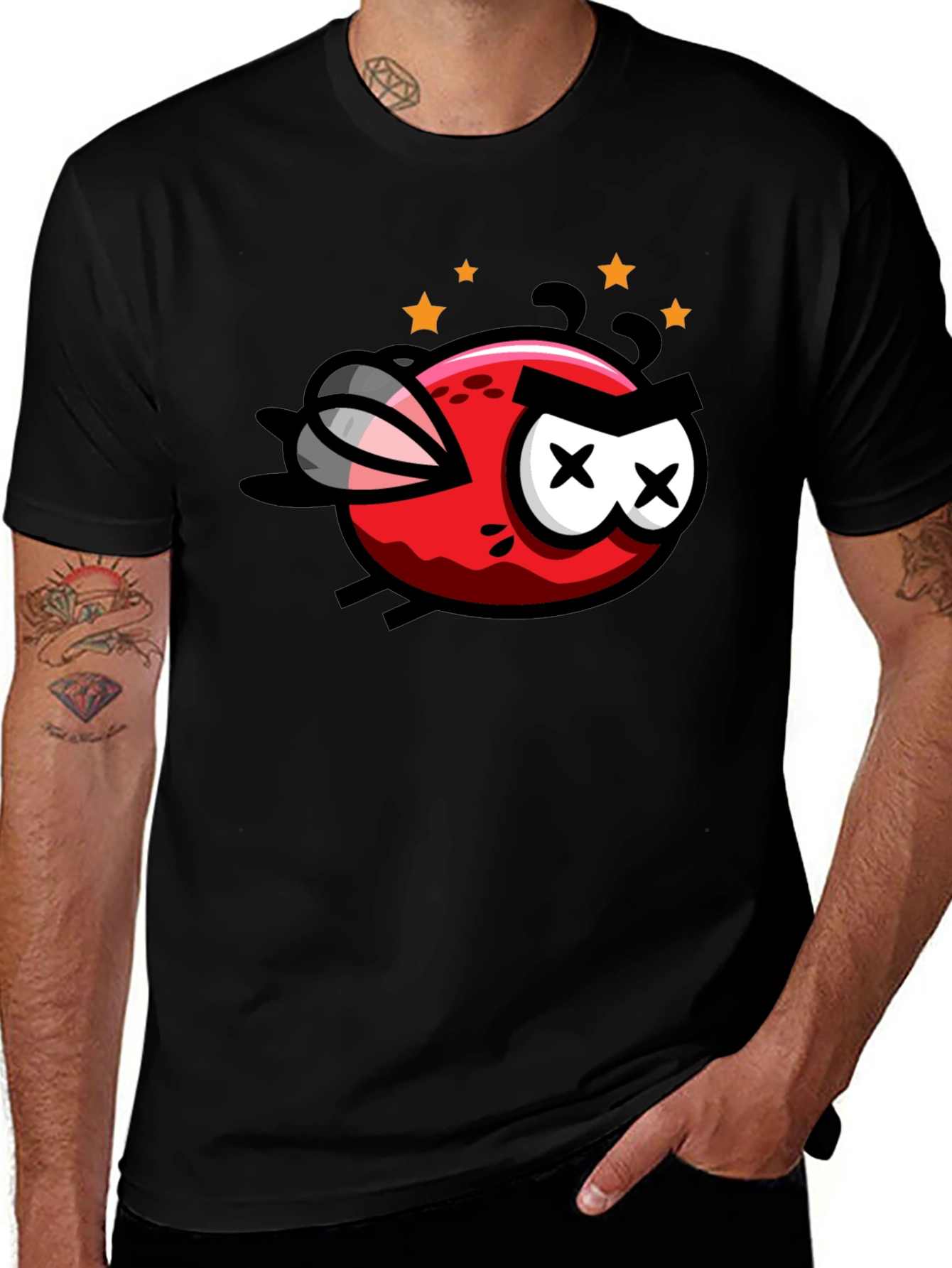 Variant 9 of Cartoon Fly Graphic Black T-Shirt