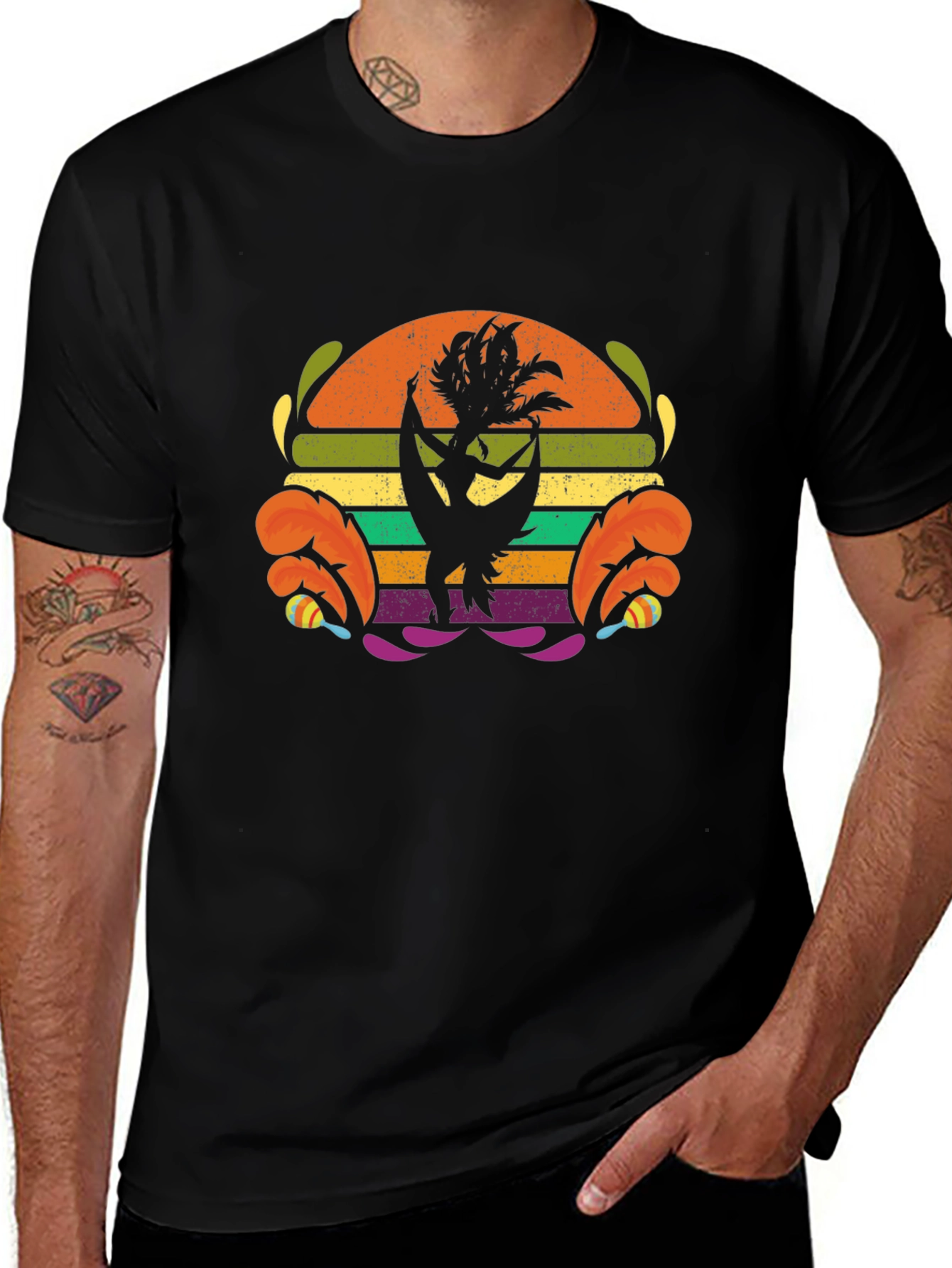 Variant 29 of Retro Hula Dancer Graphic Tee - Black