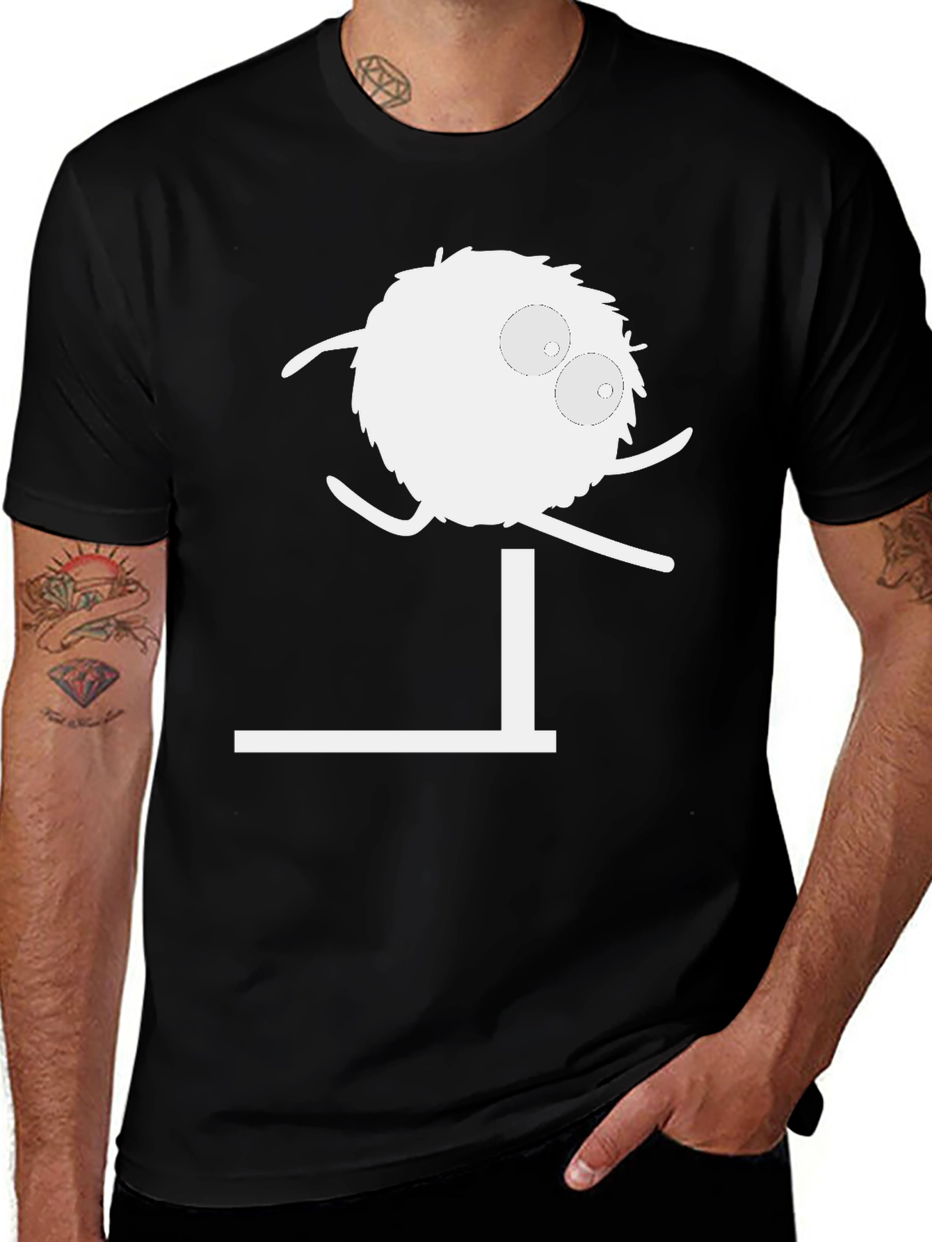 Black Funny Cartoon Jumping Hurdle Black T-Shirt main image