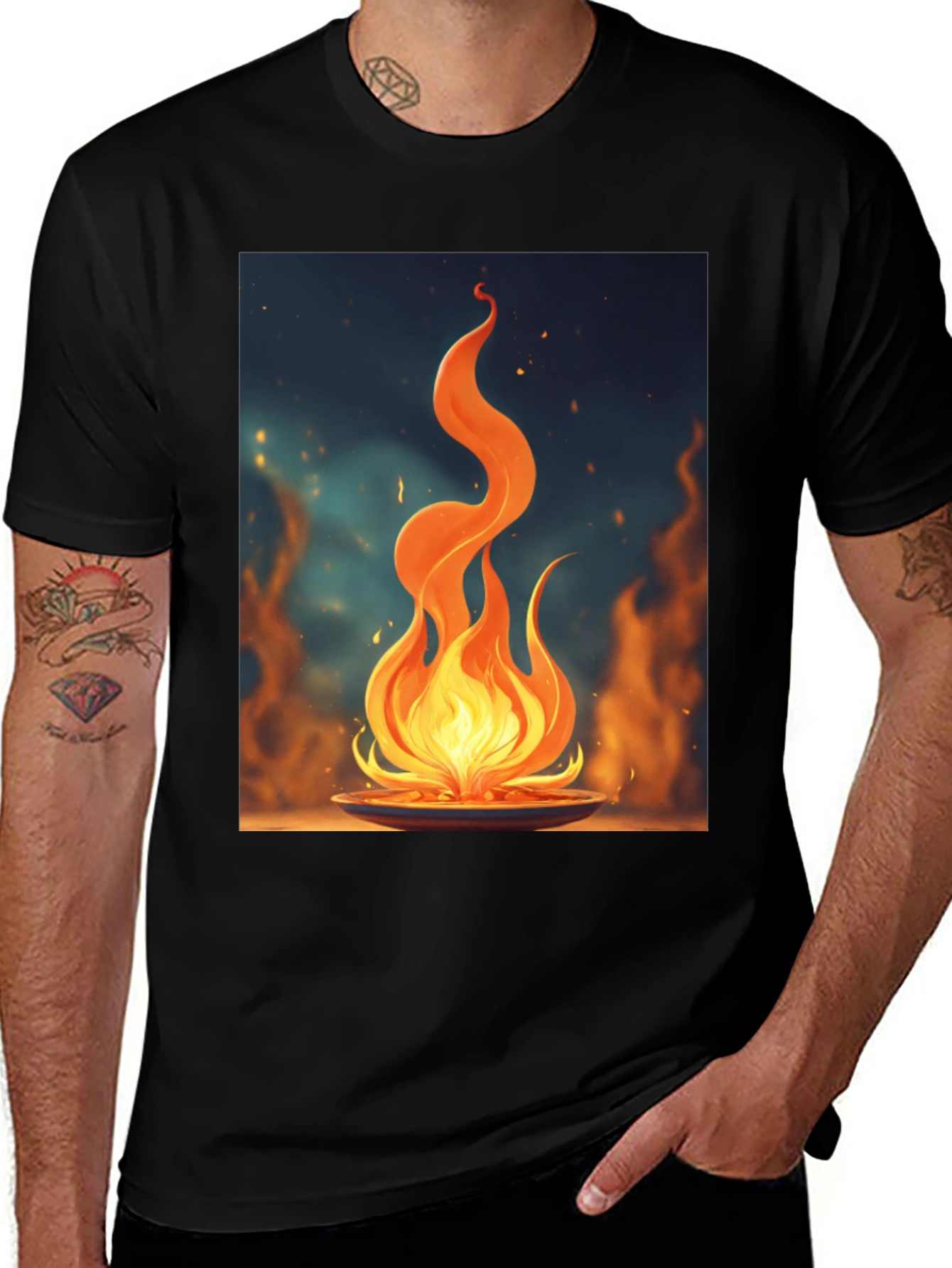 Variant 19 of Fiery Flame Graphic Tee - Bold Statement Shirt